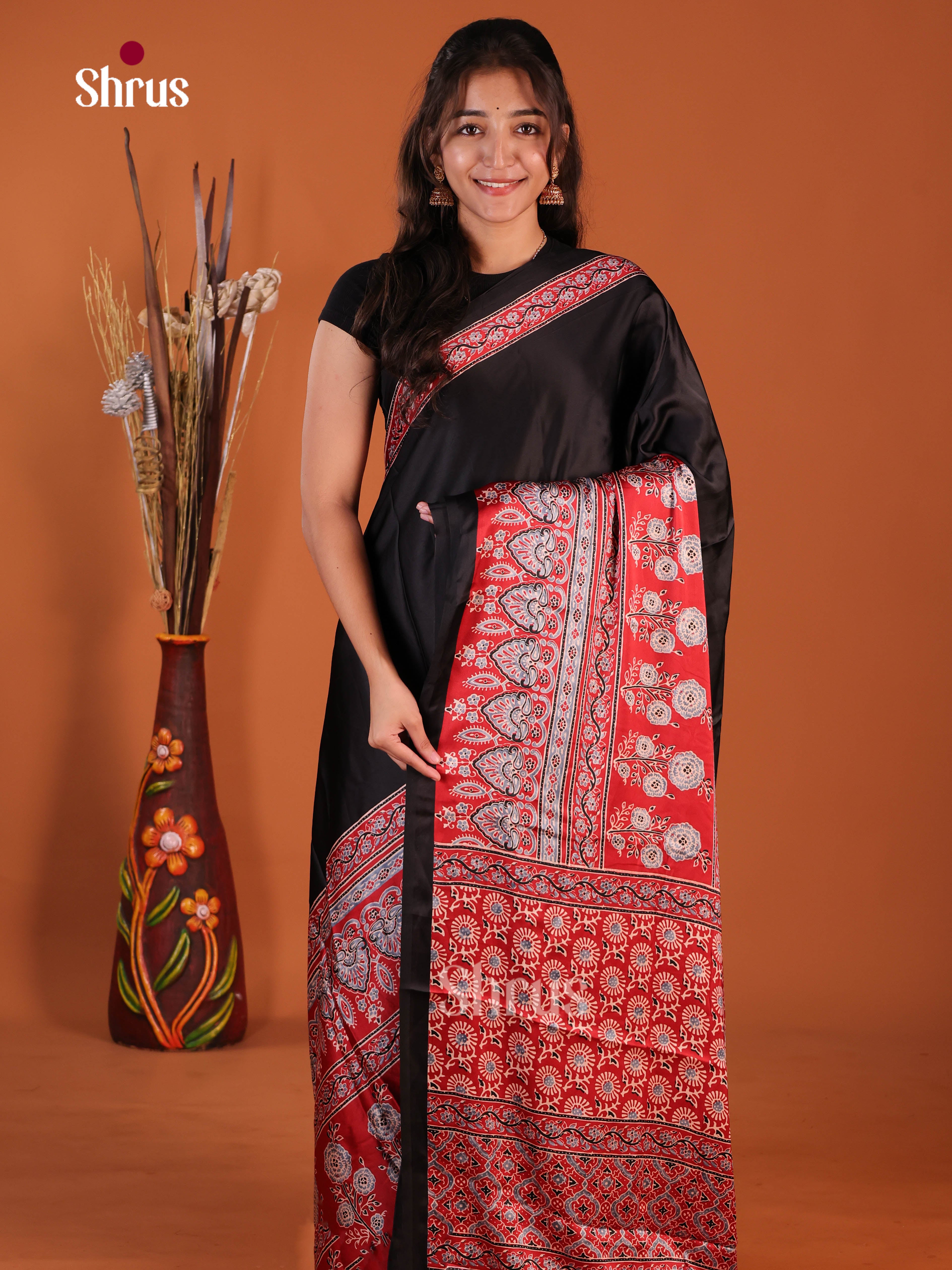 Black & Red - Semi Modal Saree