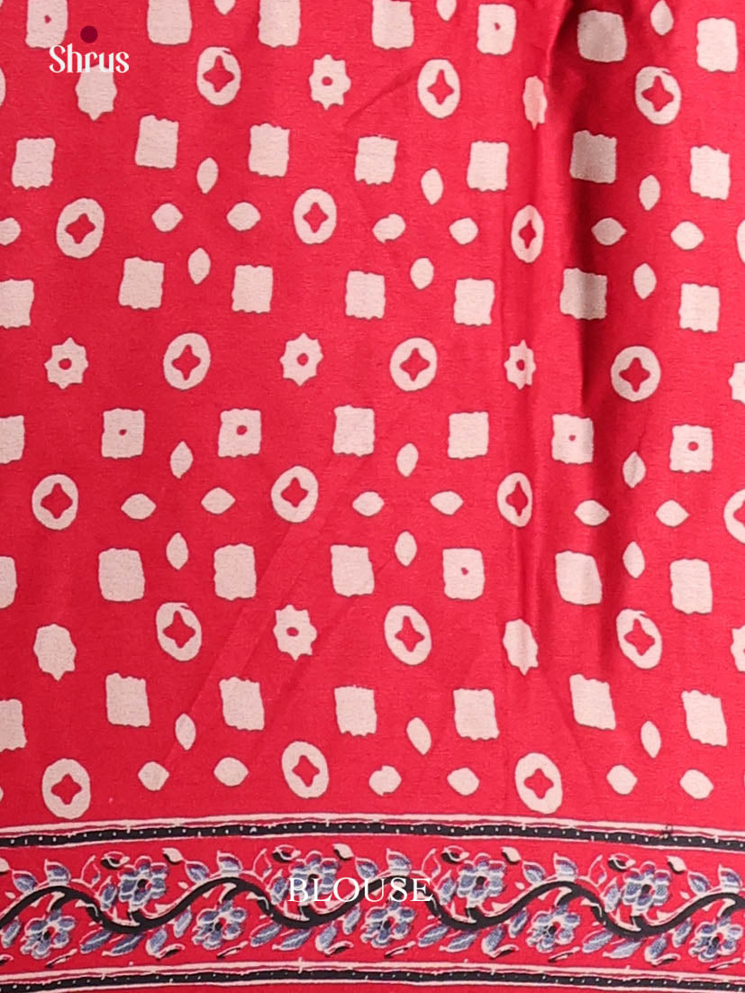 Cream & Red- Semi Modal Saree