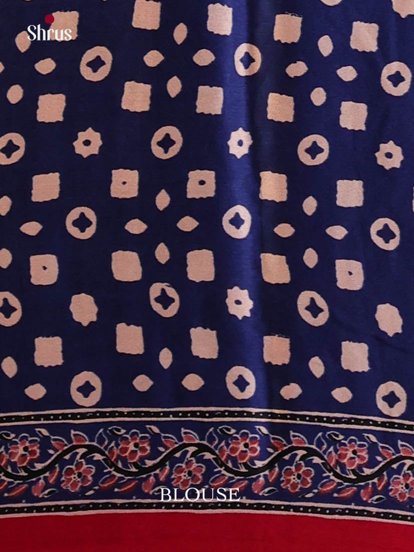 Red & Blue - Semi Modal Saree