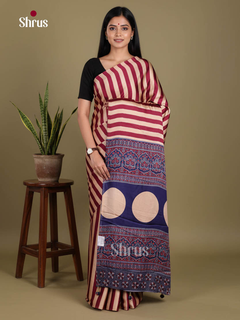 Maroon & Blue - Semi Modal Saree