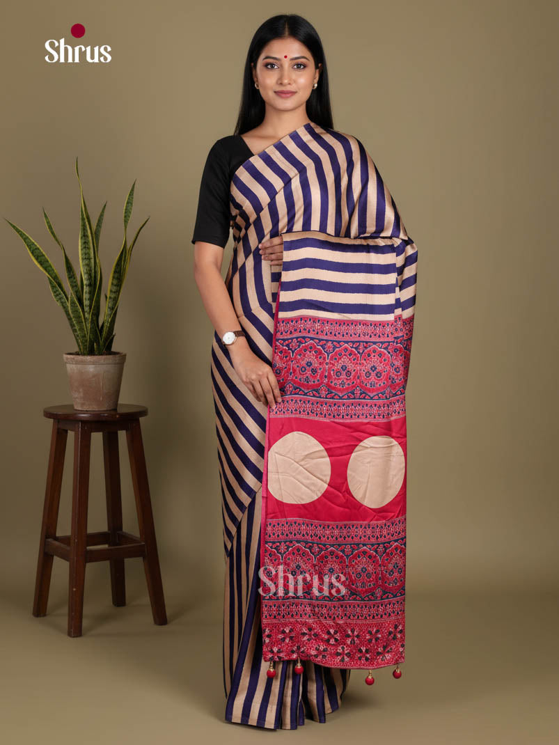 Blue & Red- Semi Modal Saree