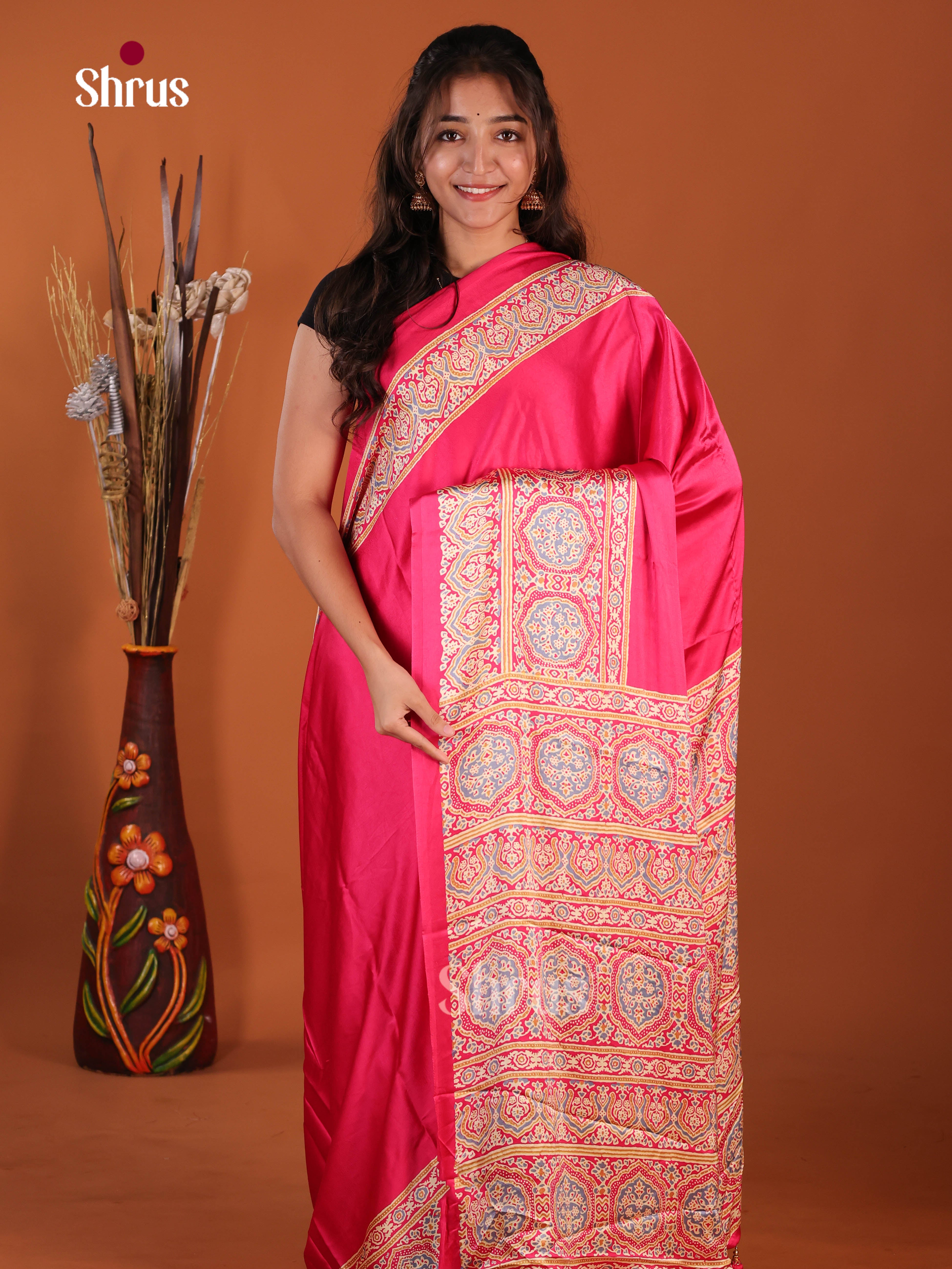 Pink - Semi Modal Saree