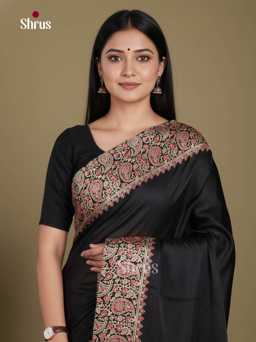 Black- Semi Modal Saree - Shop on Shrus.com