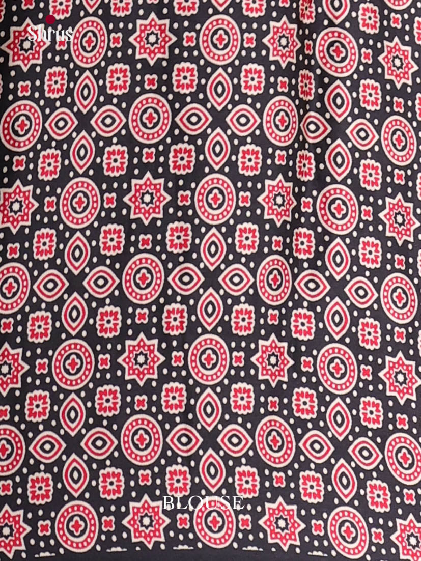 Cream & Black- Semi Modal Saree