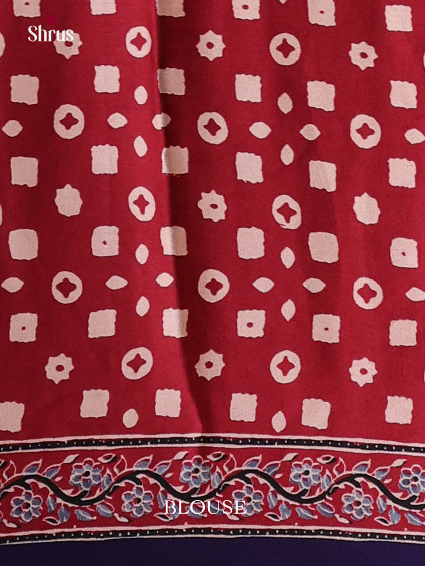 Blue & Maroon - Semi Modal Saree