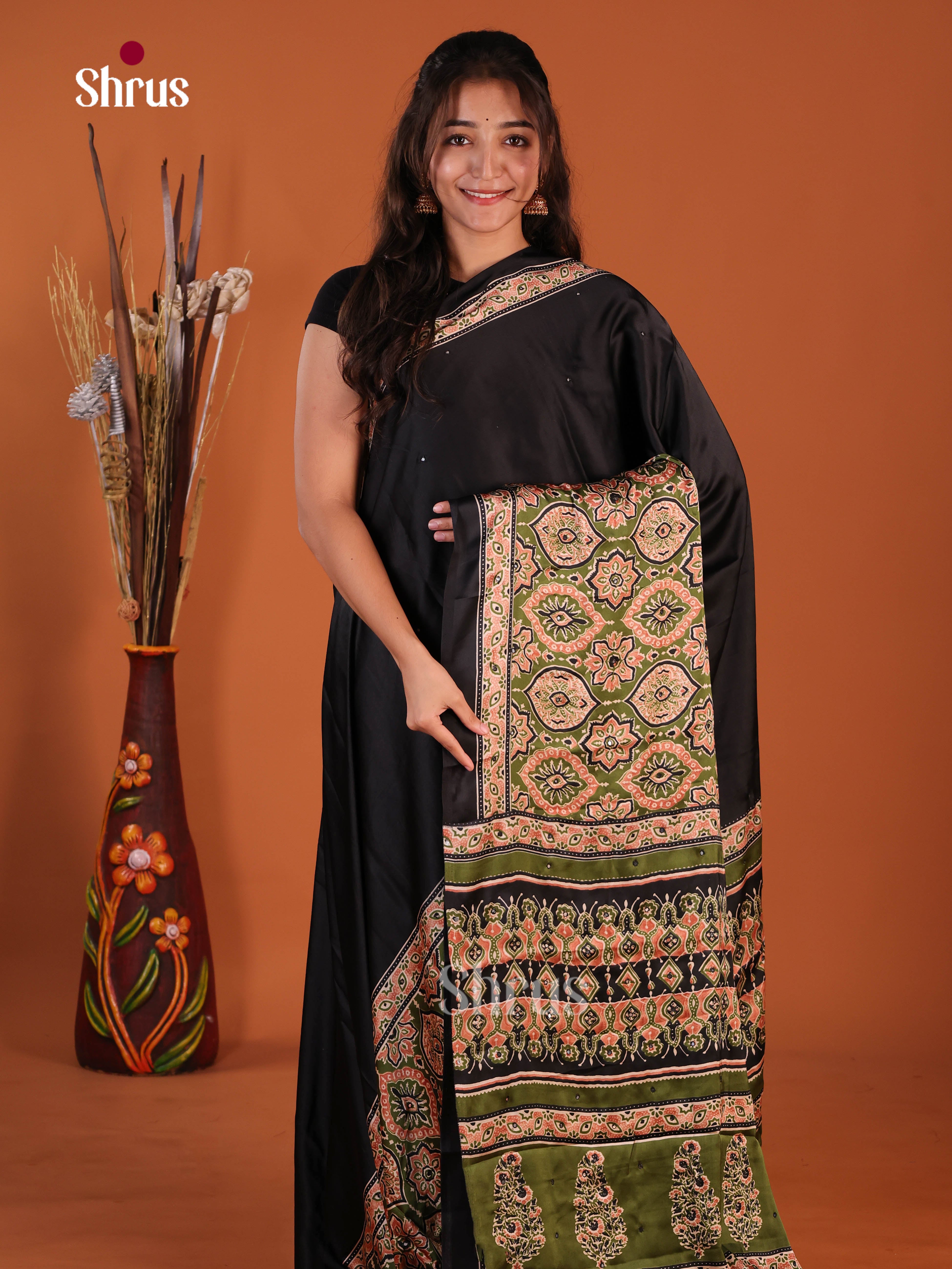Black & Green - Semi Modal Saree