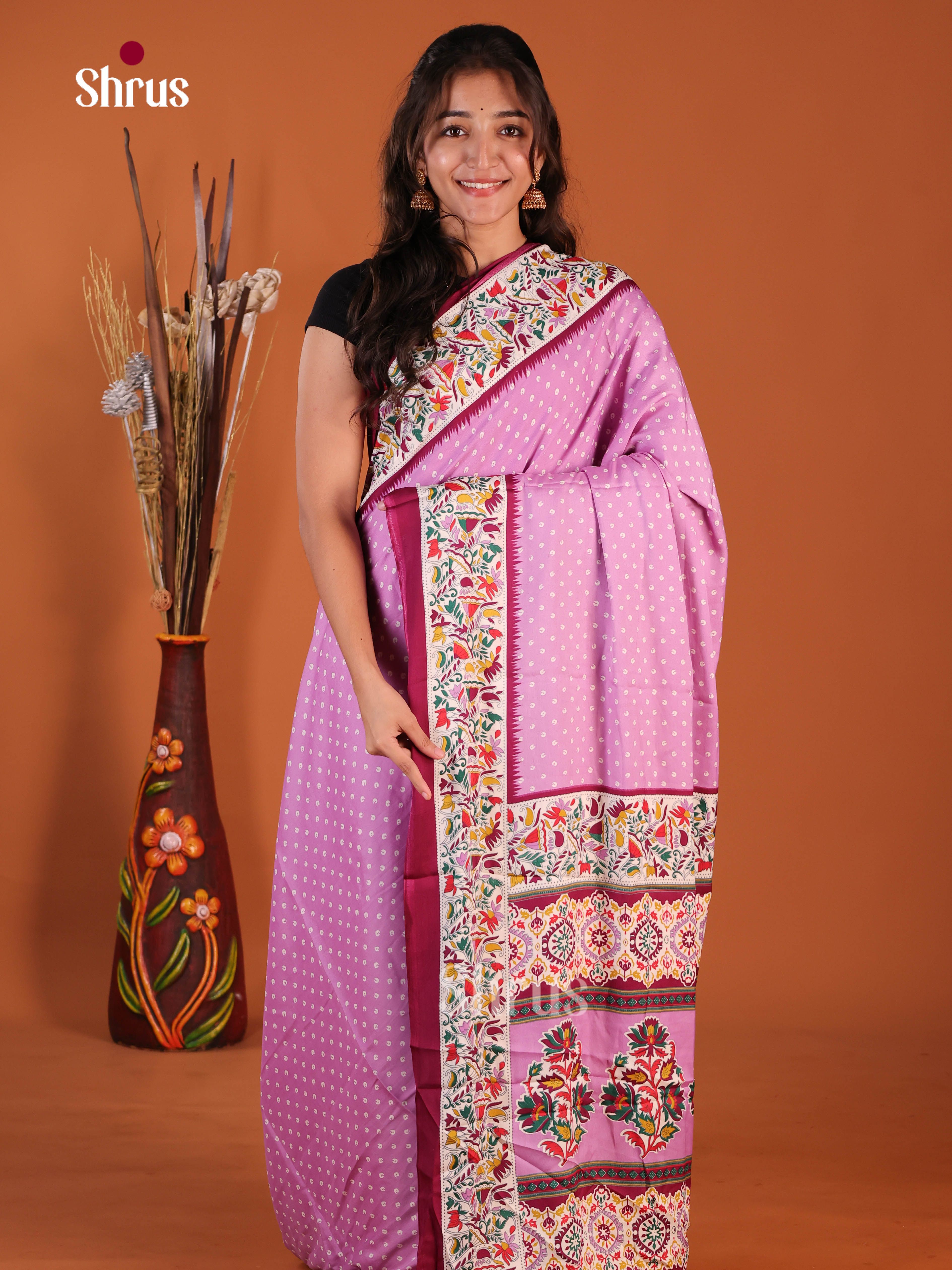 Pink & Maroon - Semi Modal Saree
