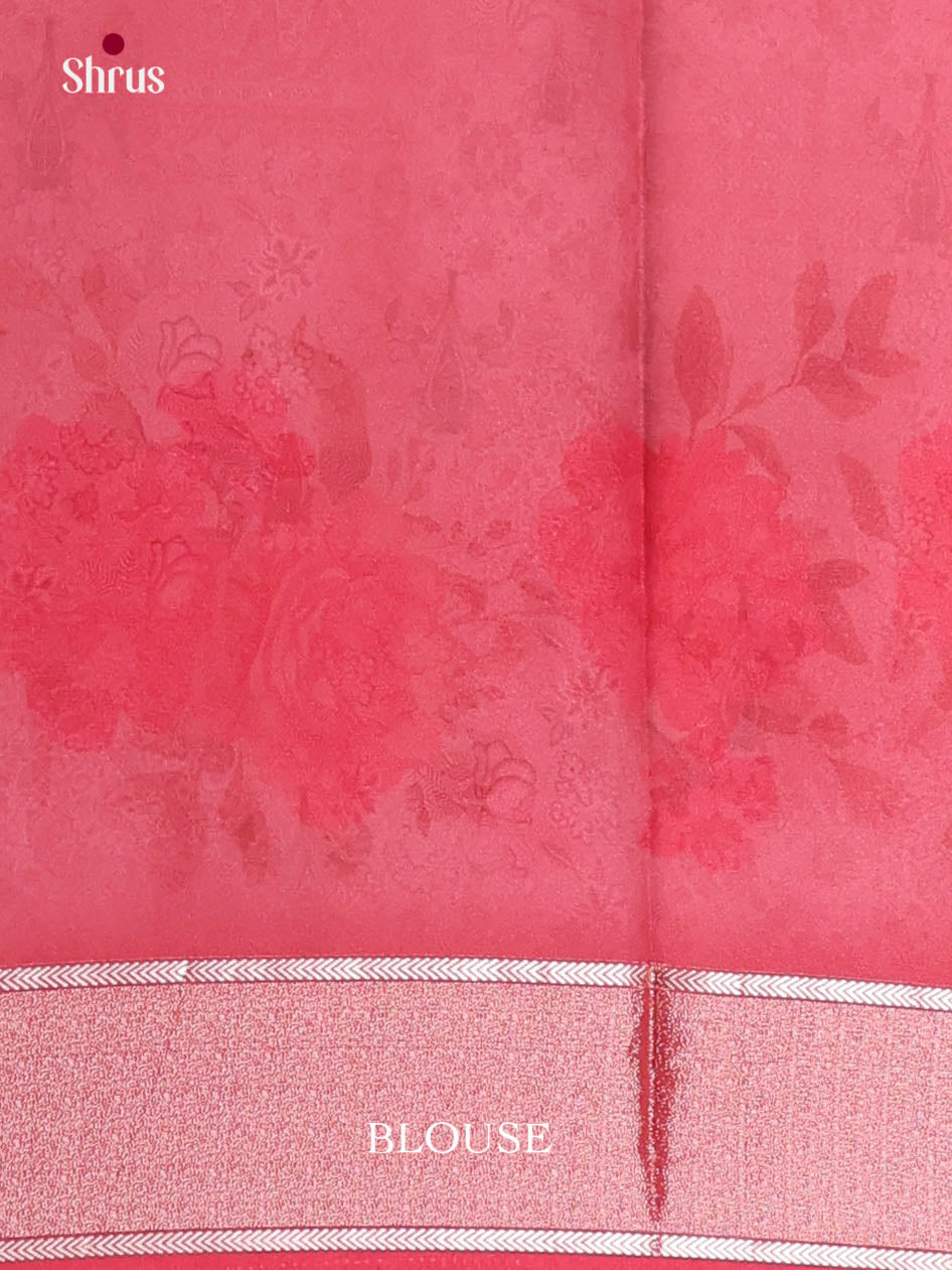 Cream & Red - Semi Georgette Saree