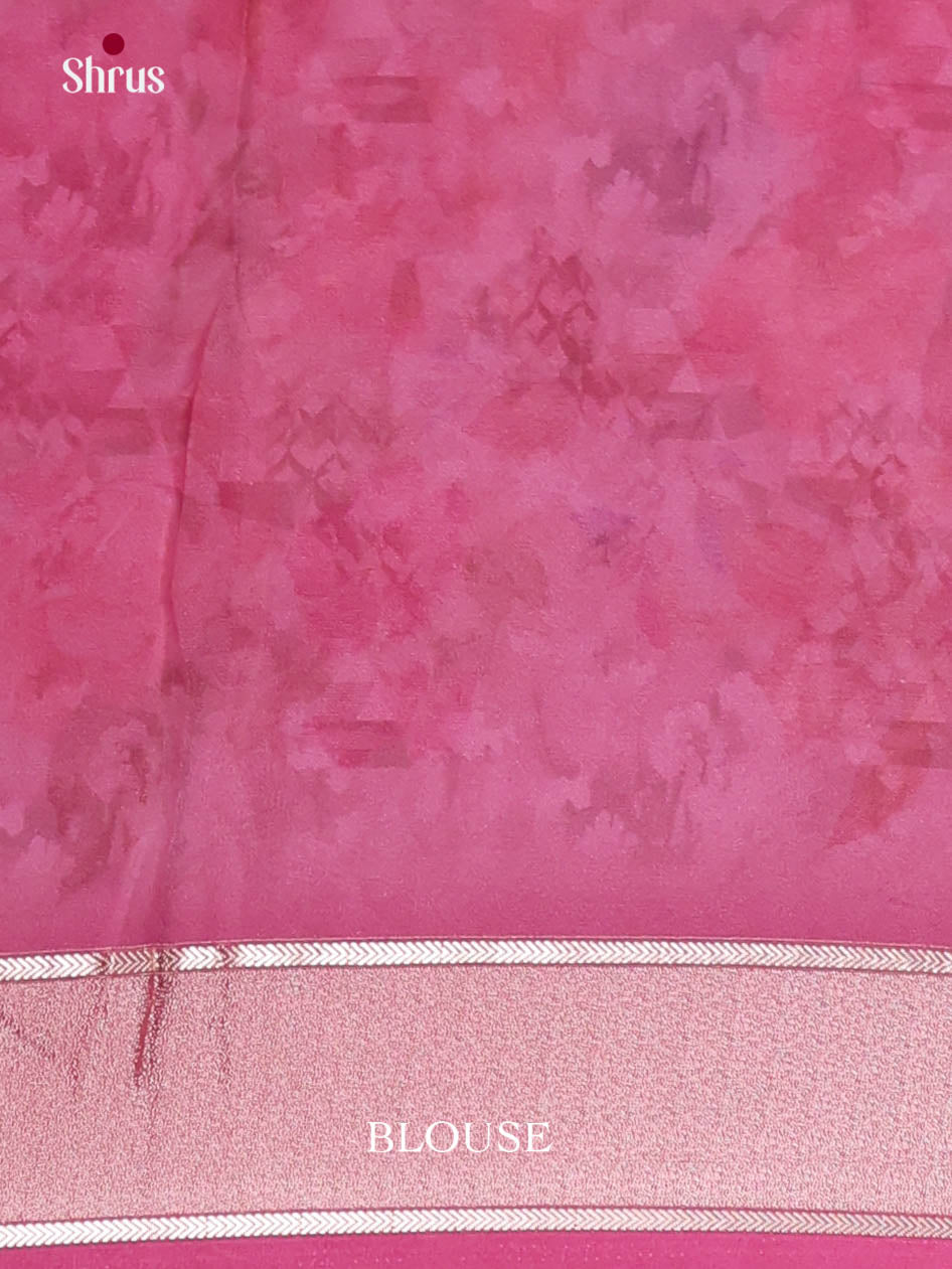 Cream & Maroon - Semi Georgette Saree