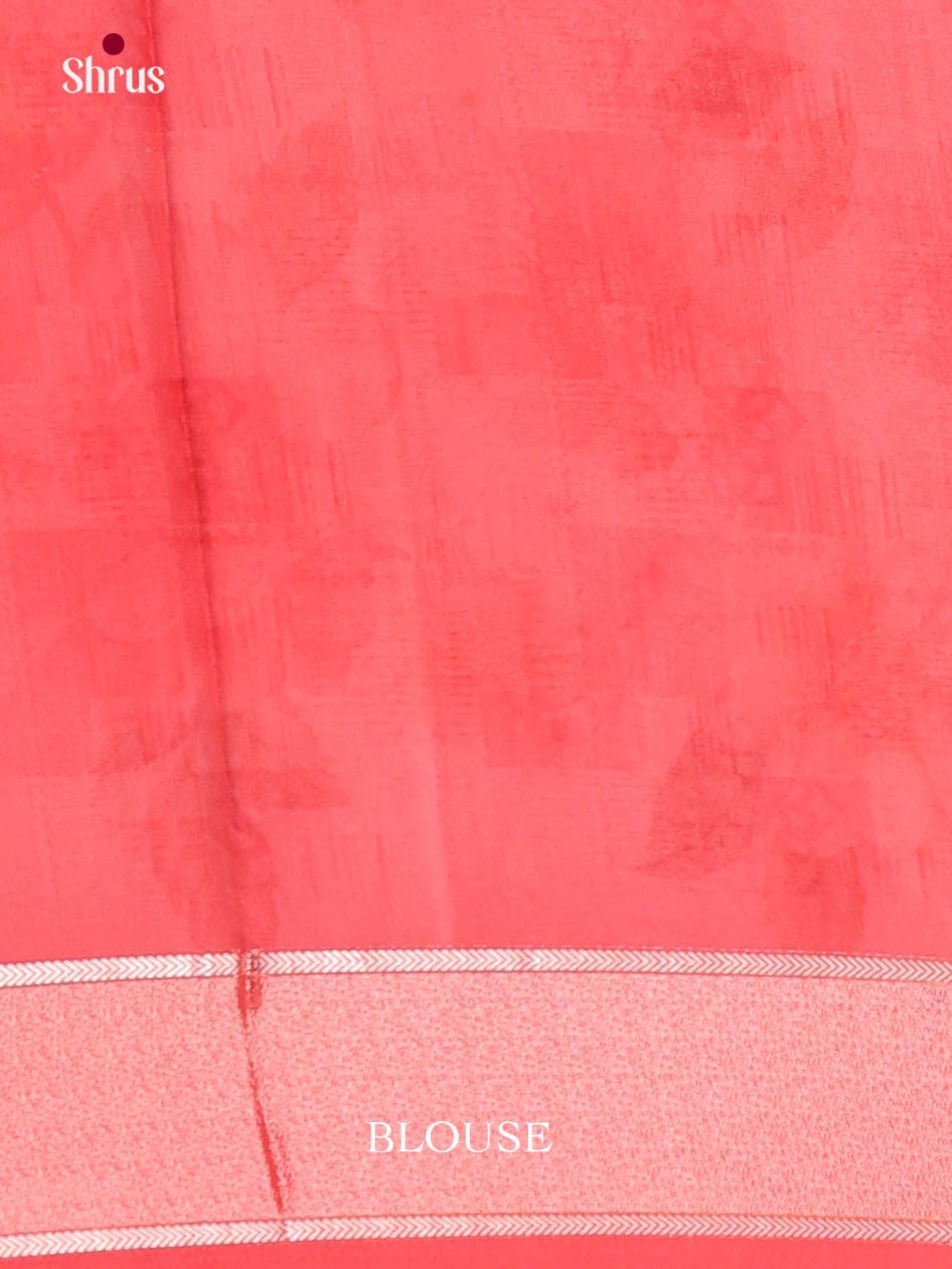 Cream & Red - Semi Georgette Saree