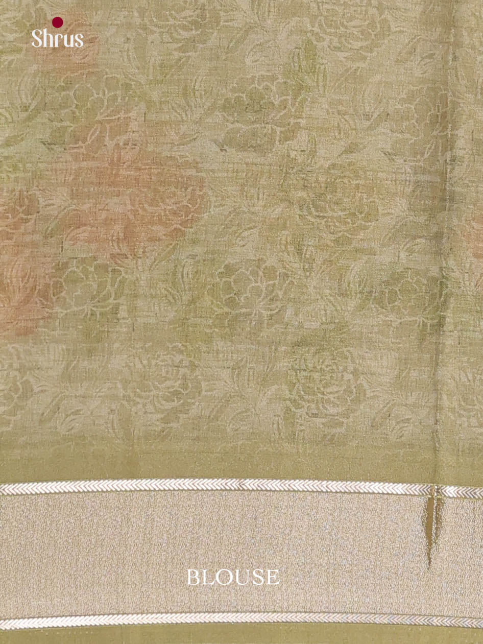 Cream & Mint Green - Semi Georgette Saree