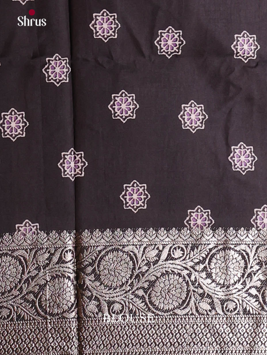 Cream & Purple - Semi Modal Saree