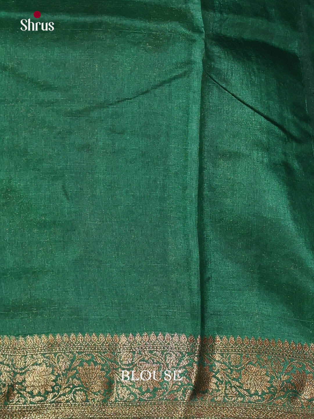 Stunning Red Tussar Saree With Golden Floral Vines & Green Border