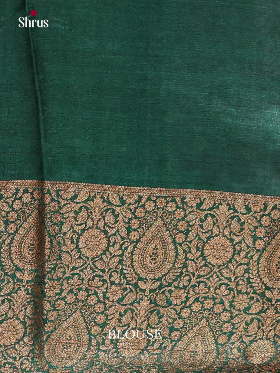 Pretty Pink Handloom Tussar Silk Saree With Paisley Zari Woven Green Border