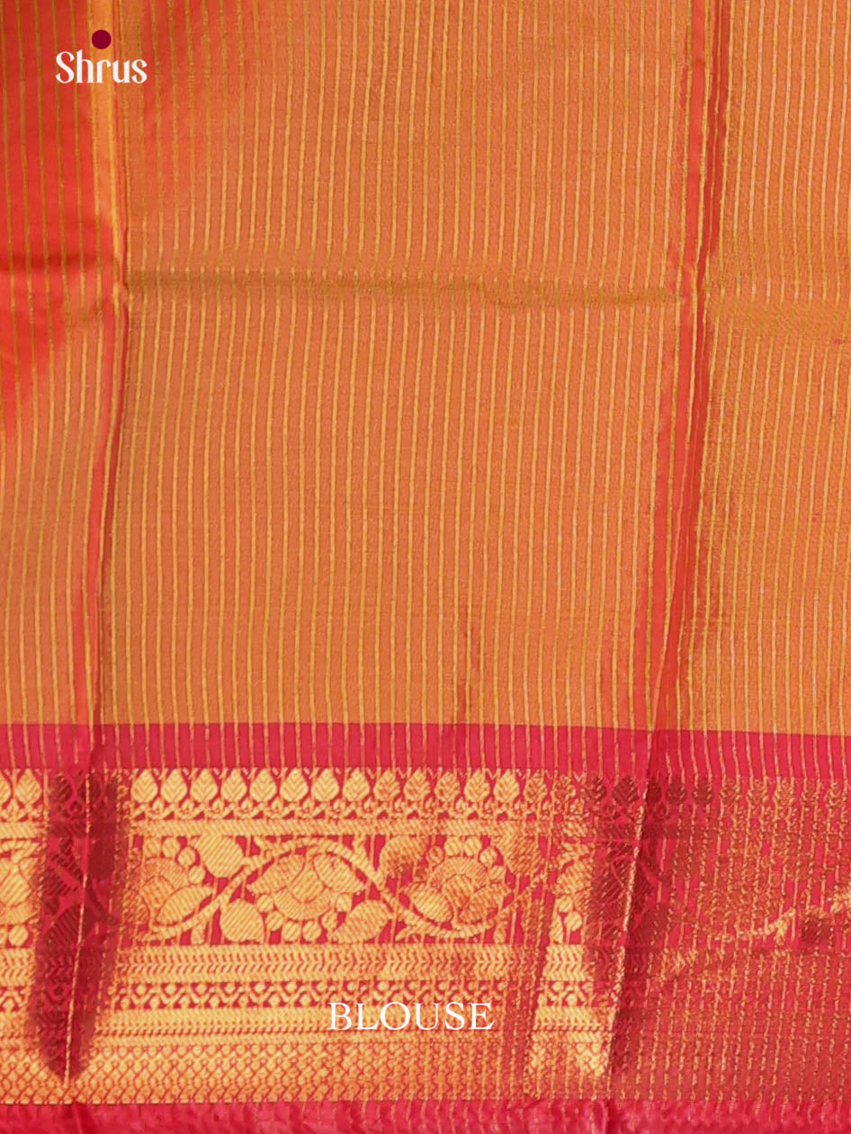 Green & Orange - Semi Pochampally Saree