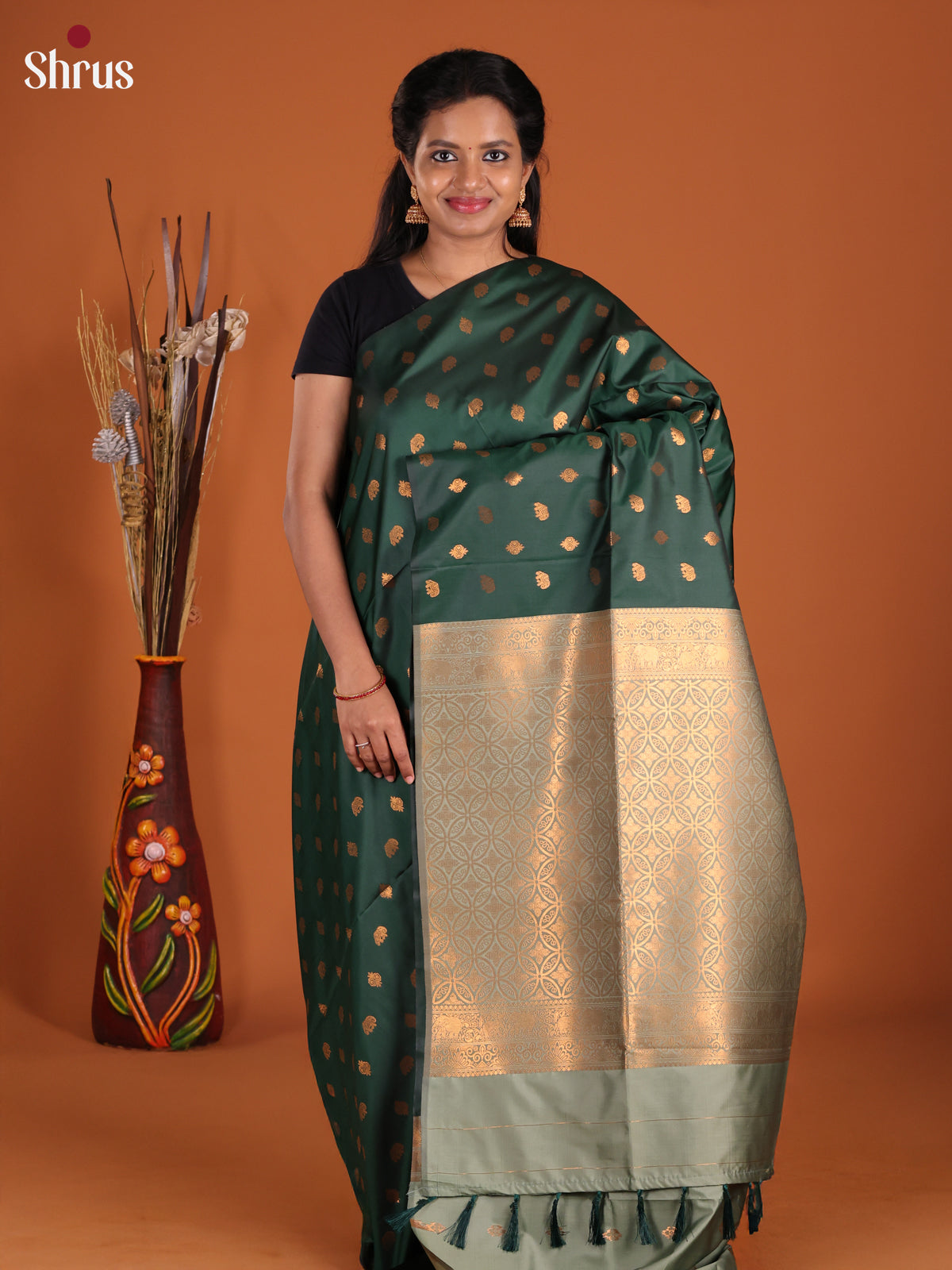 Green & Green - Semi Softsilk Saree