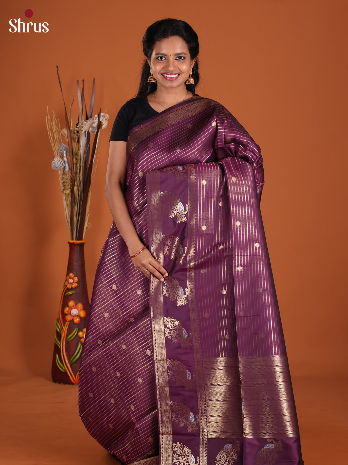 Purple - Semi Softsilk Saree