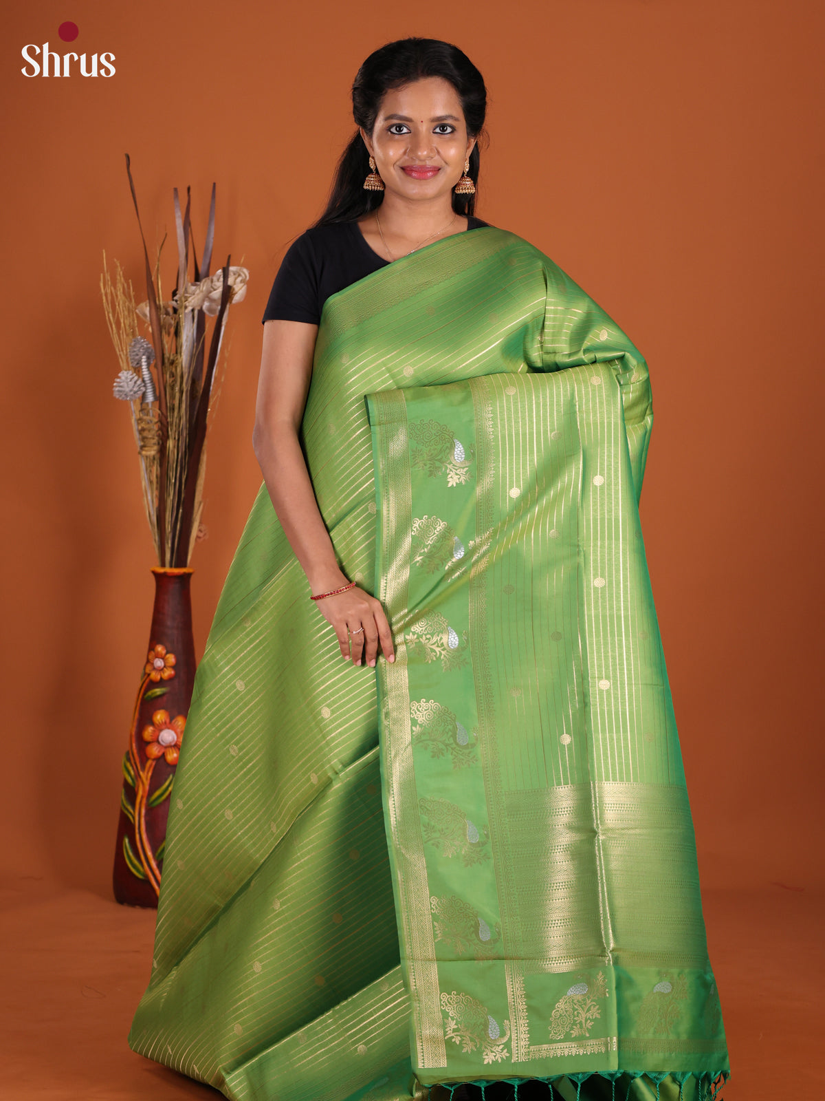 Pista Green- Semi Softsilk Saree