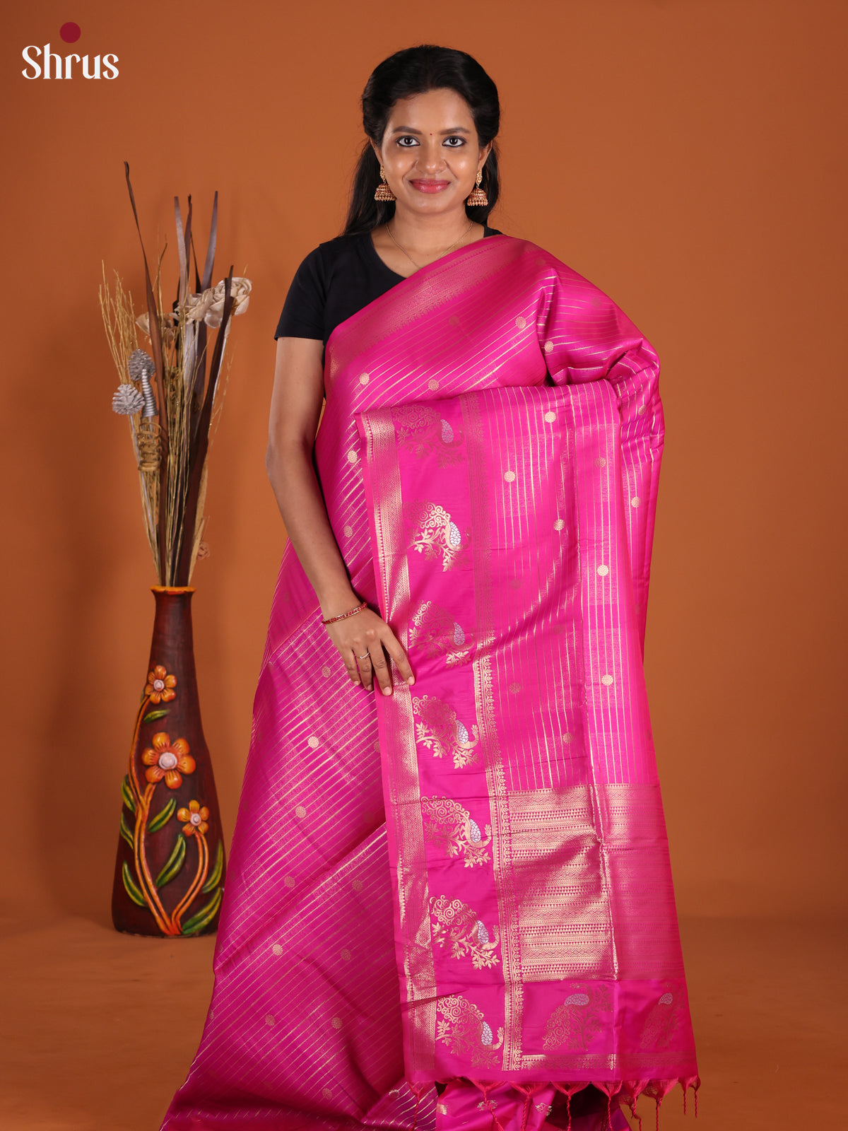 Pink - Semi Softsilk Saree