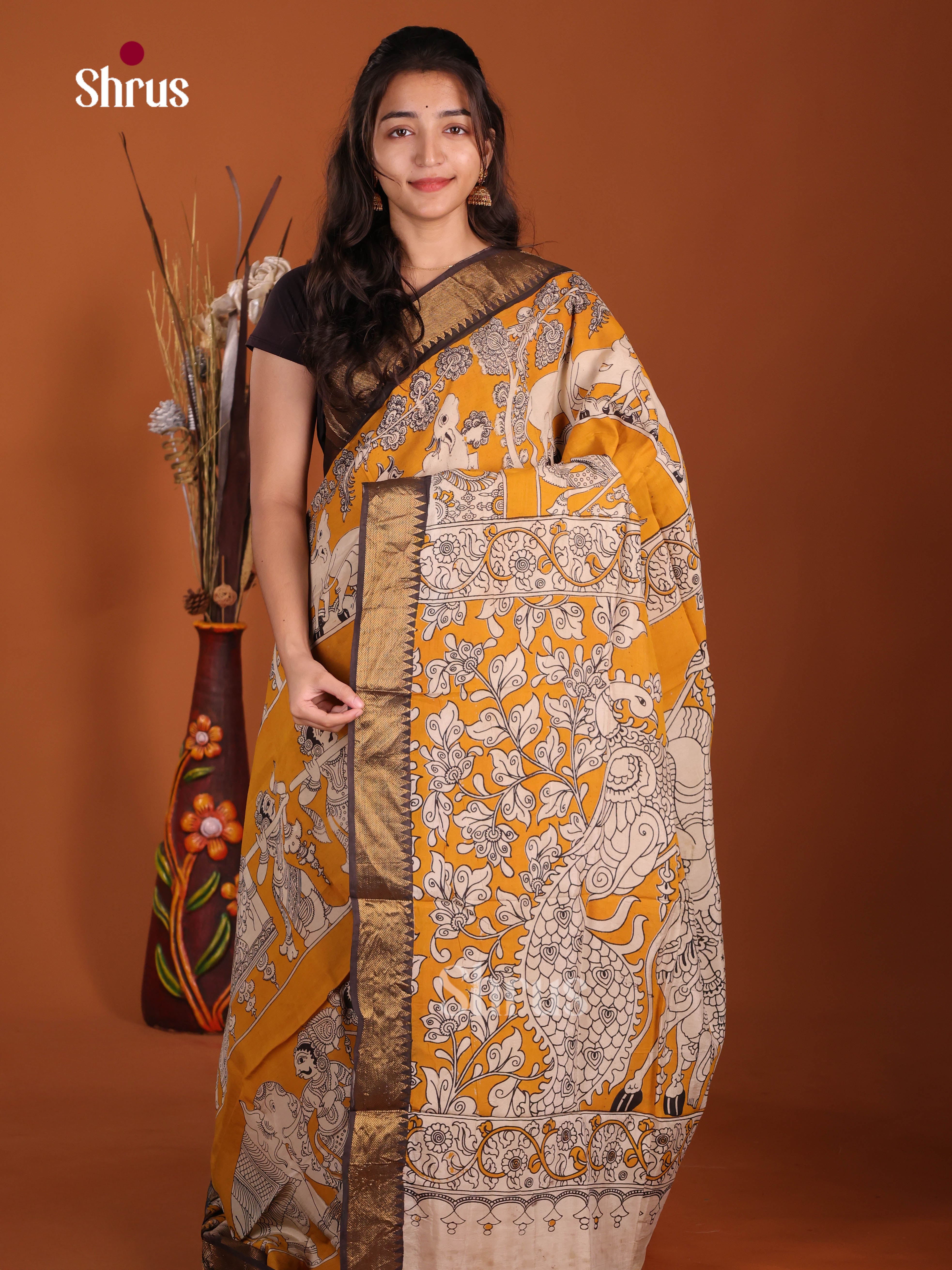 DJS17113 - chennur-kalamkari Saree - Shop on Shrus.com