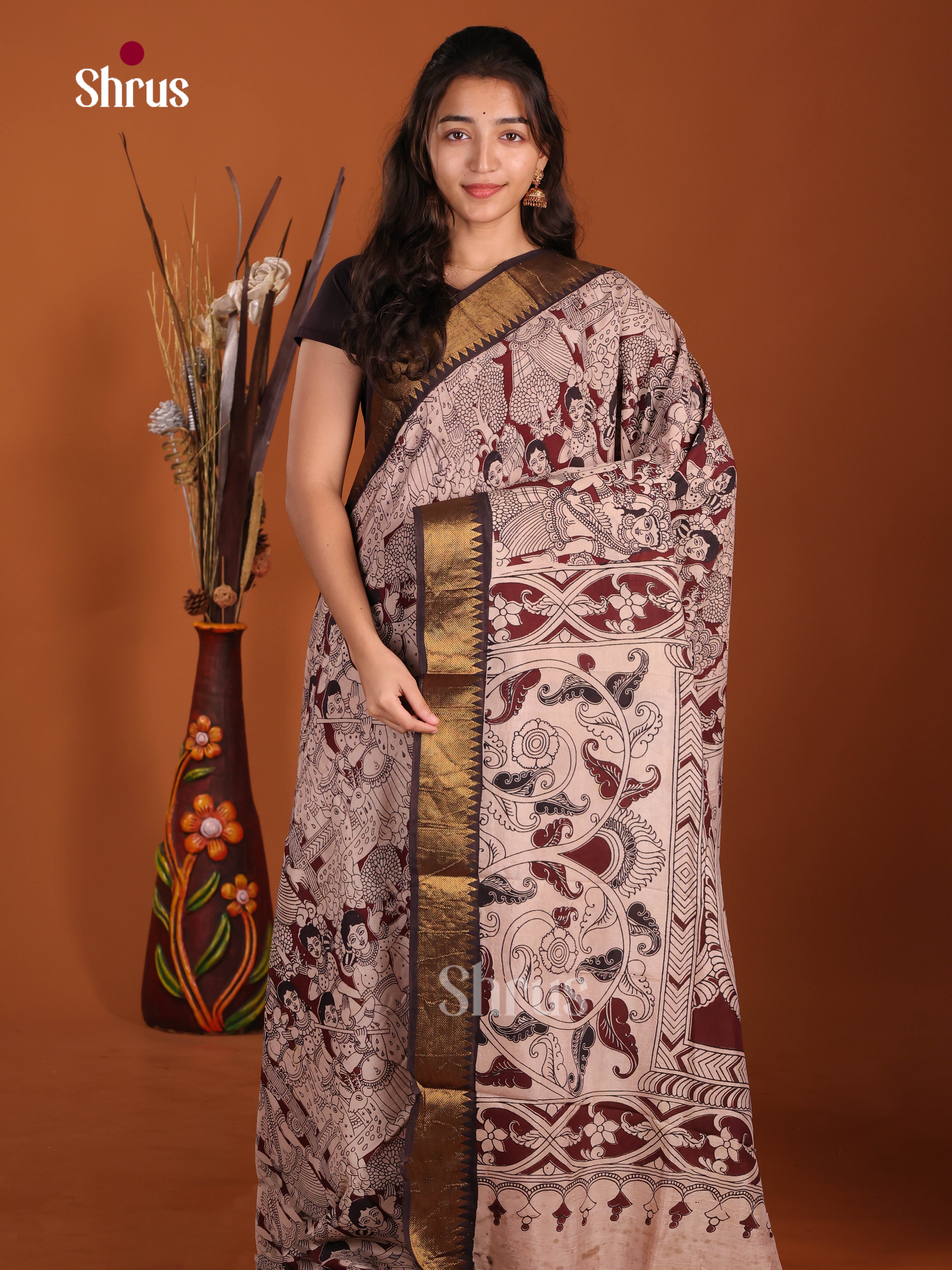 DJS17115 - chennur-kalamkari Saree - Shop on Shrus.com
