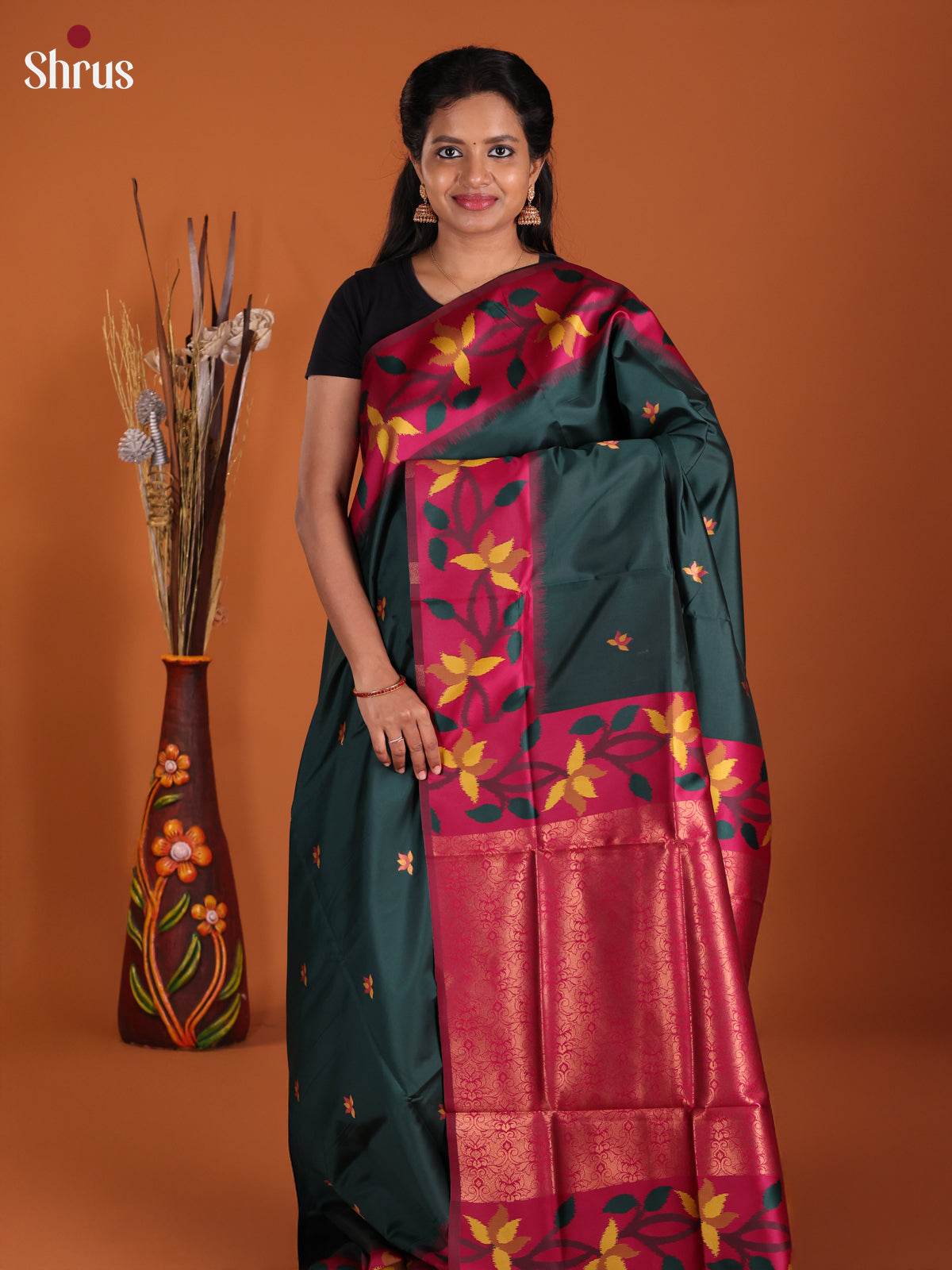 DJS17145 - Semi Softsilk Saree - Shop on Shrus.com