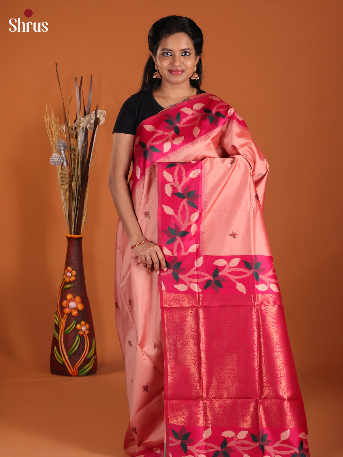Dusty Pink & Pink- Semi Softsilk Saree