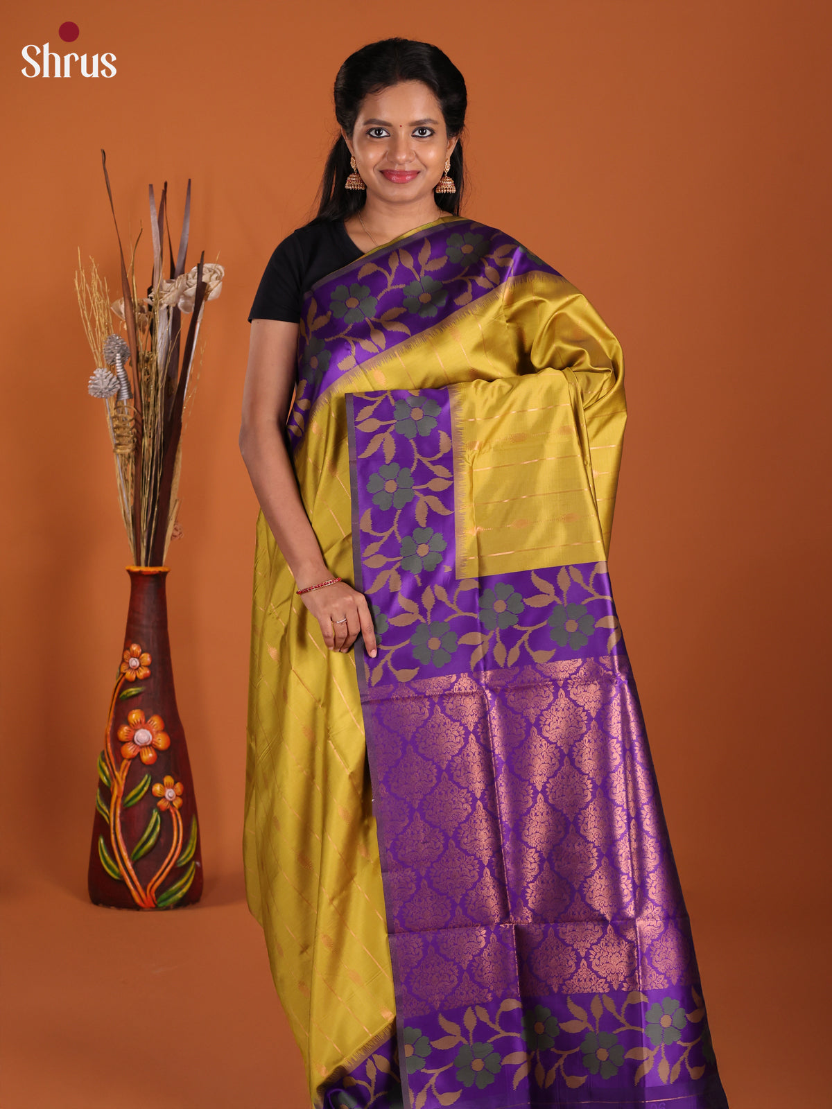 DJS17155 - Semi Softsilk Saree - Shop on Shrus.com