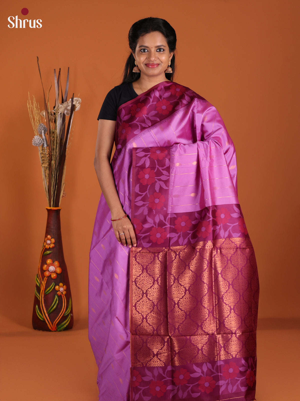 Lilac & Purple- Semi Softsilk Saree