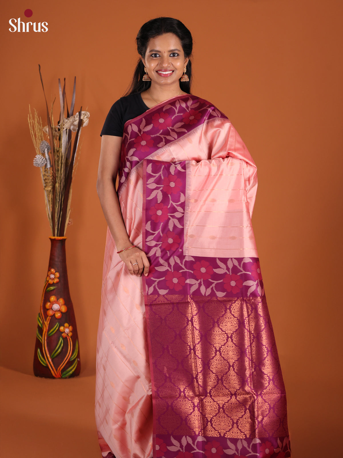 Pink & Purple- Semi Softsilk Saree