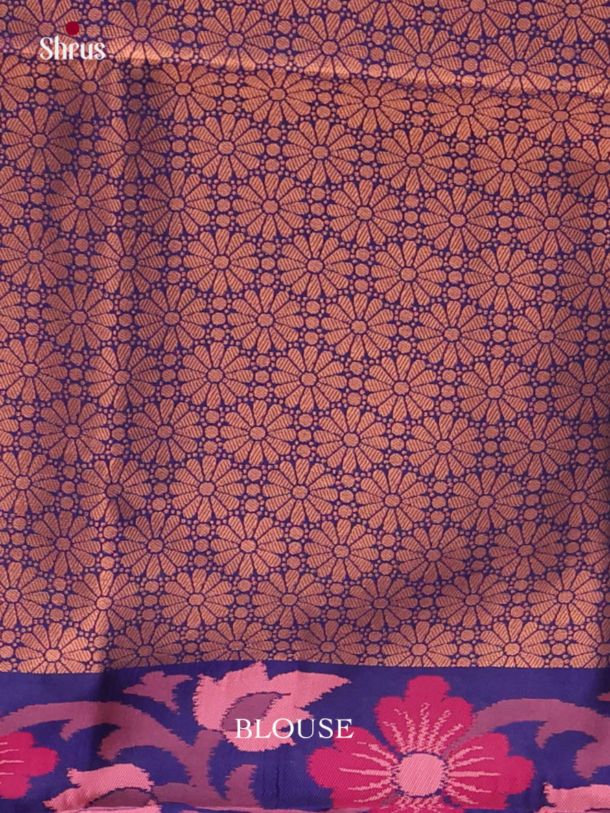 Pink & Blue - Semi Softsilk Saree