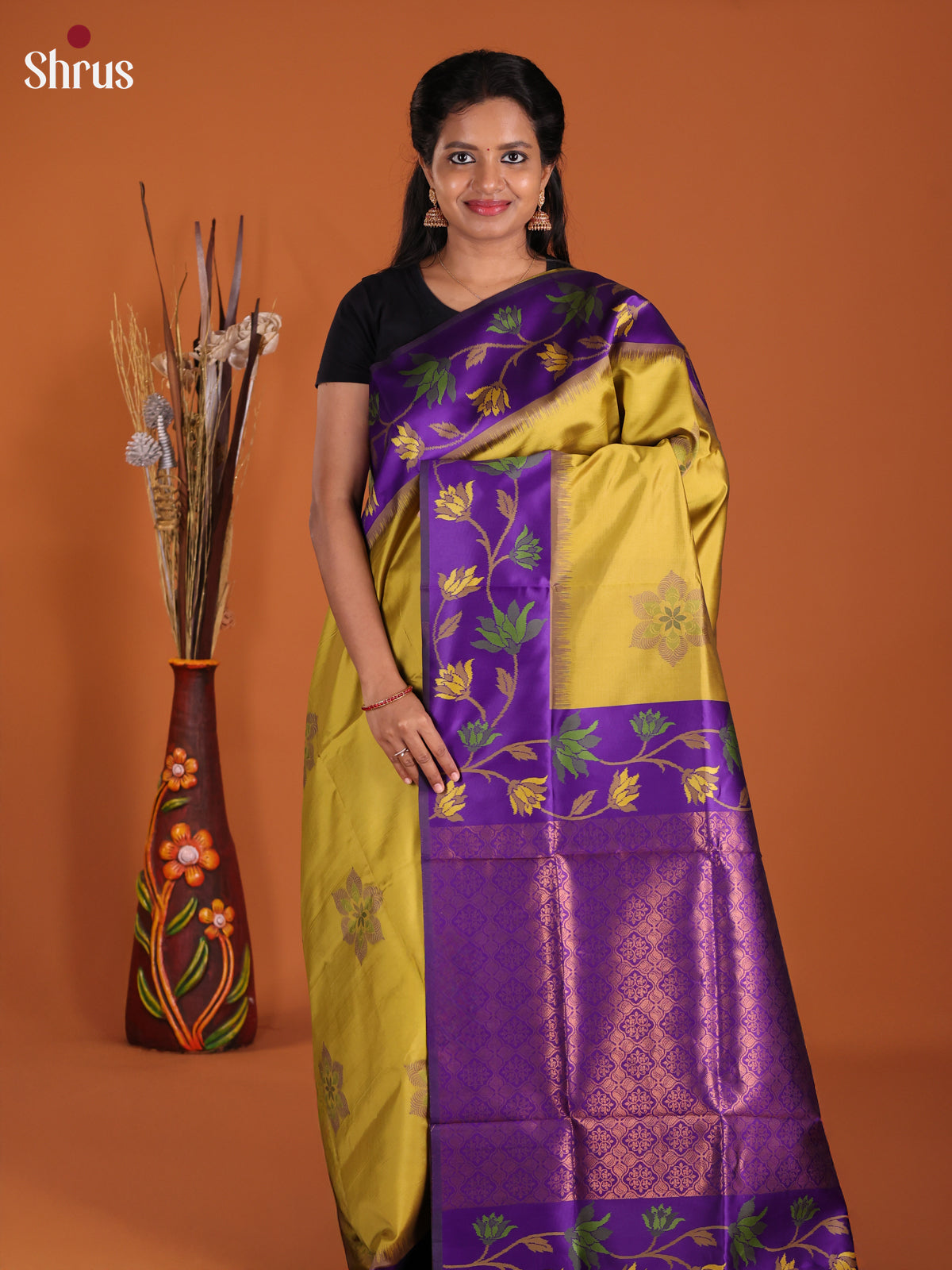 Mathulir Green & Violet- Semi Softsilk Saree