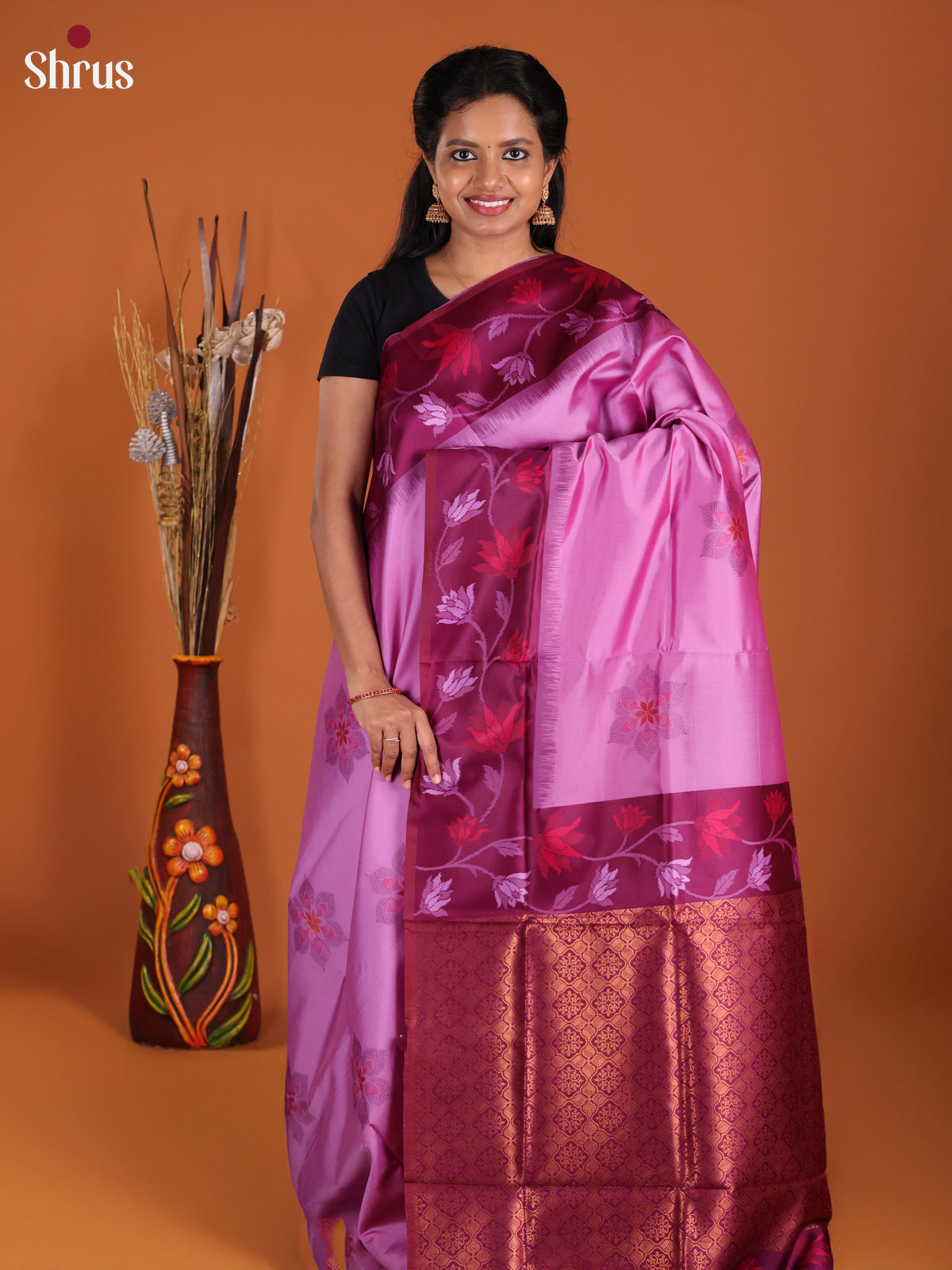 Purple & Violet- Semi Softsilk Saree