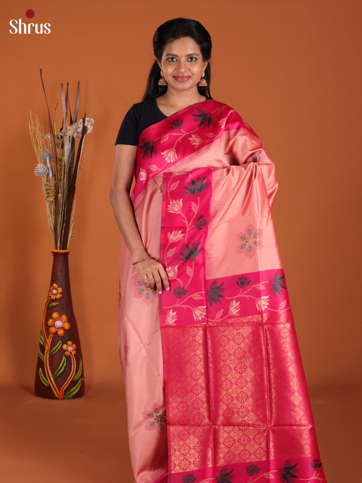 Dusty Pink & Pink - Semi Softsilk Saree