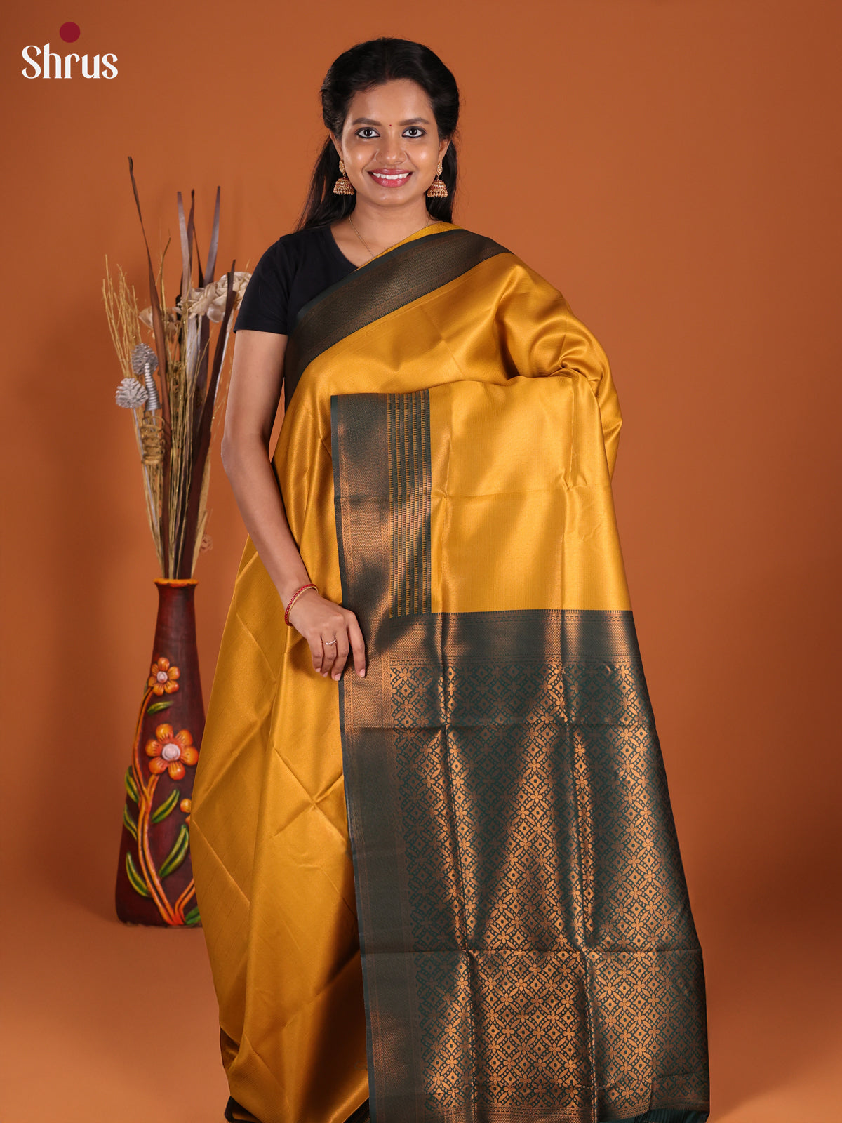 Mustardy Green - Semi Softsilk Saree