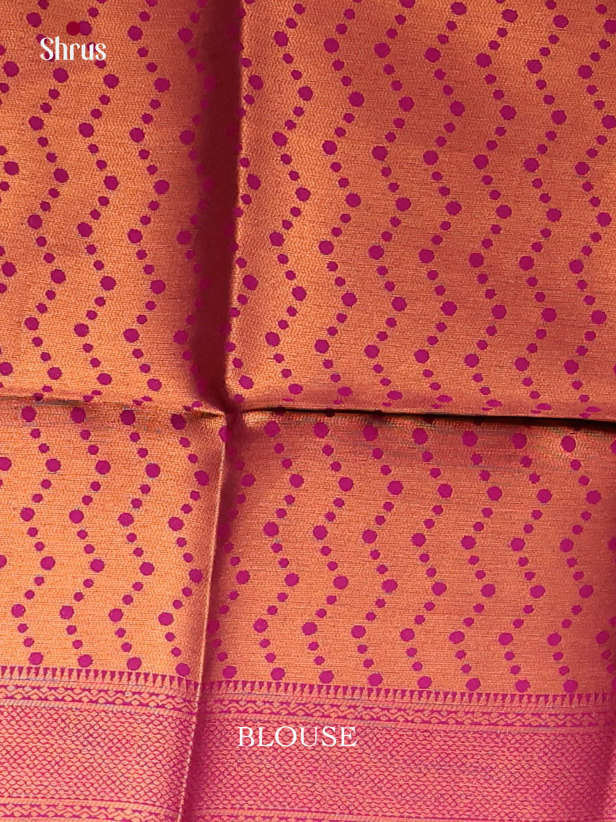 Orange & Maroon - Semi Softsilk Saree
