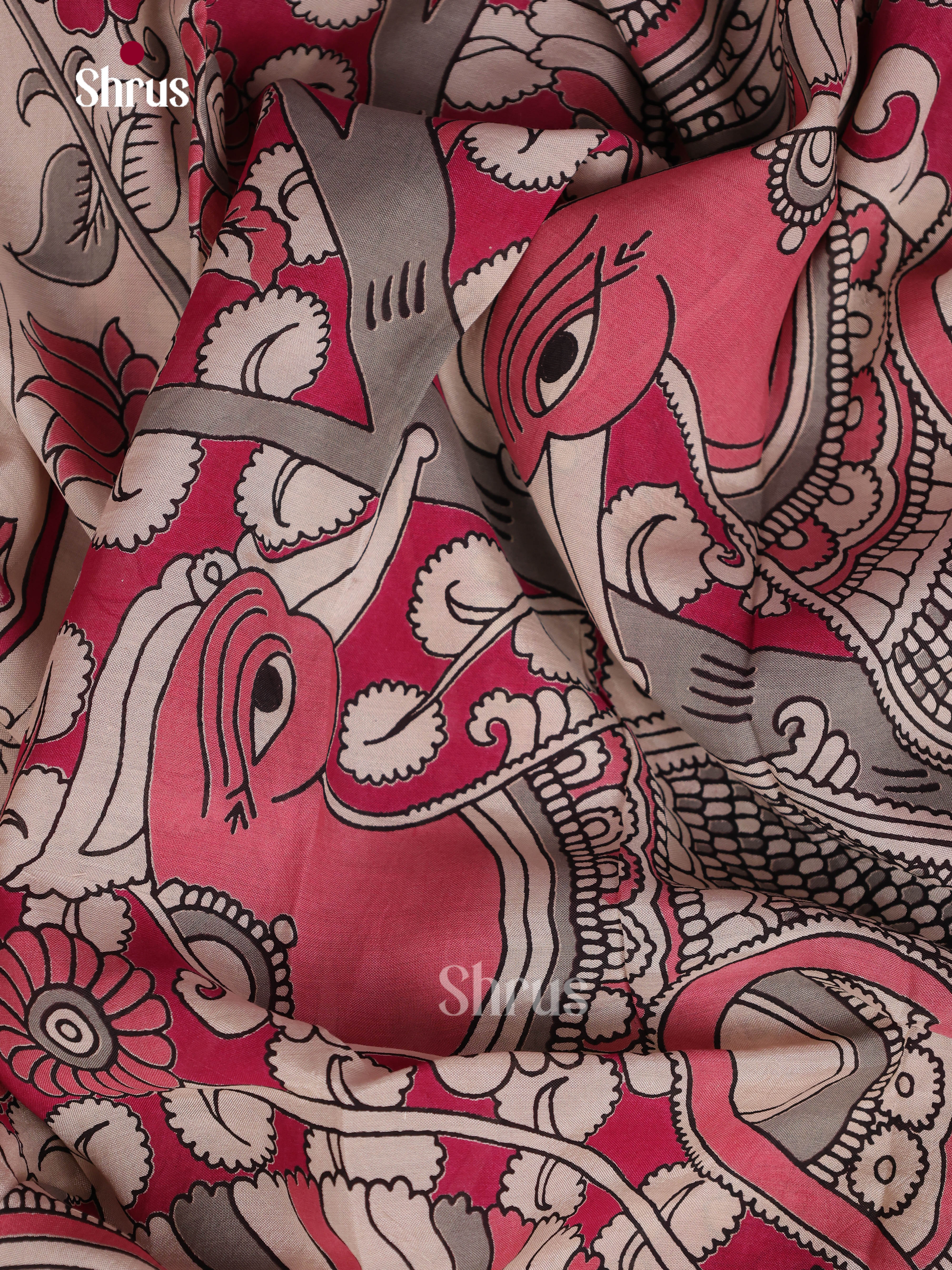 Cream & Pink - Mangalagiri silkcotton Saree