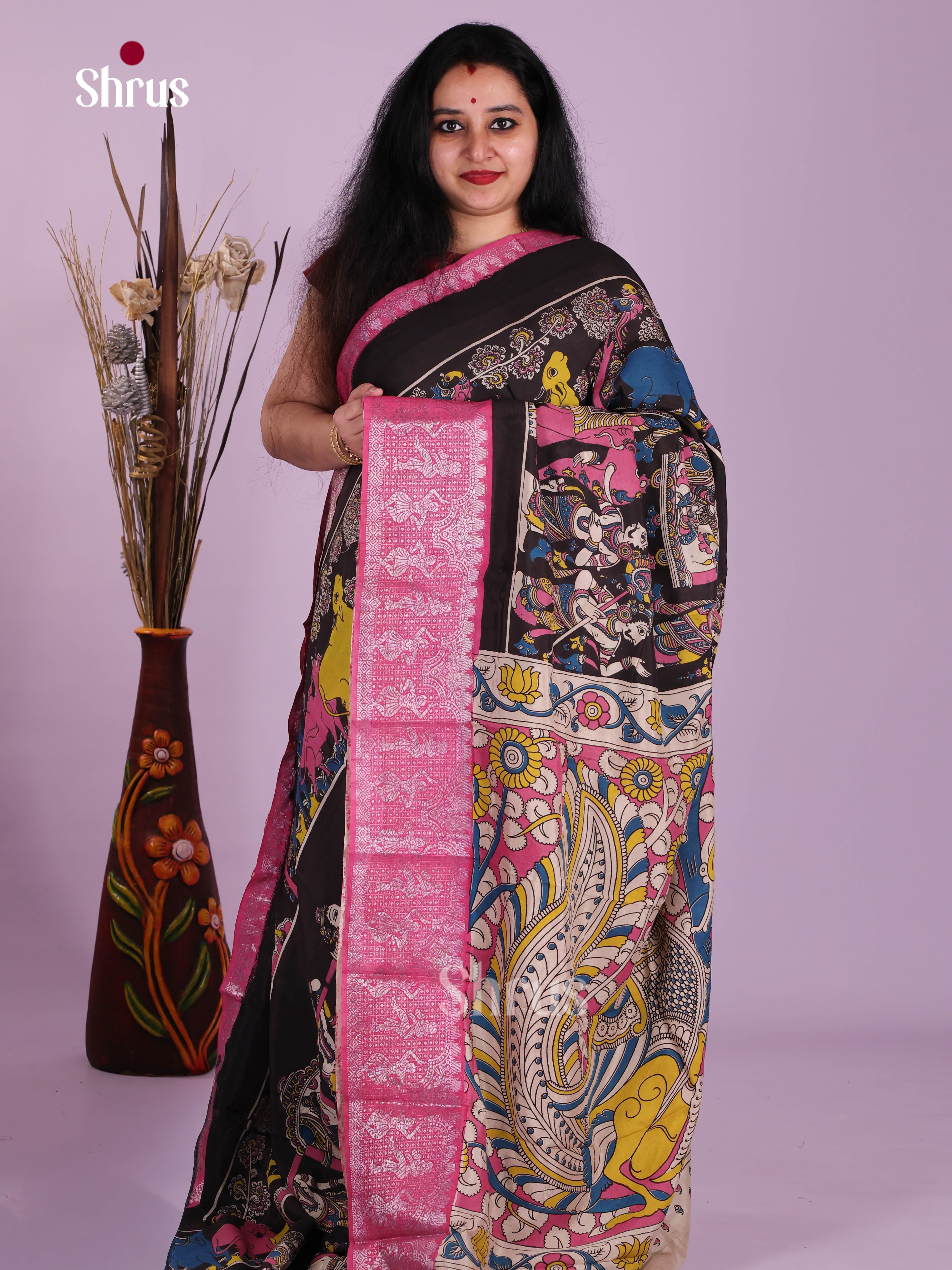 Black & Pink- Mangalagiri silkcotton Saree