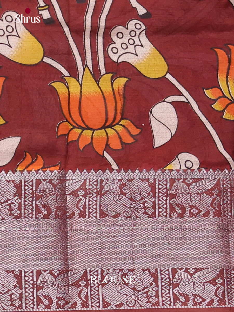 Cream & Maroon - Mangalagiri silkcotton Saree
