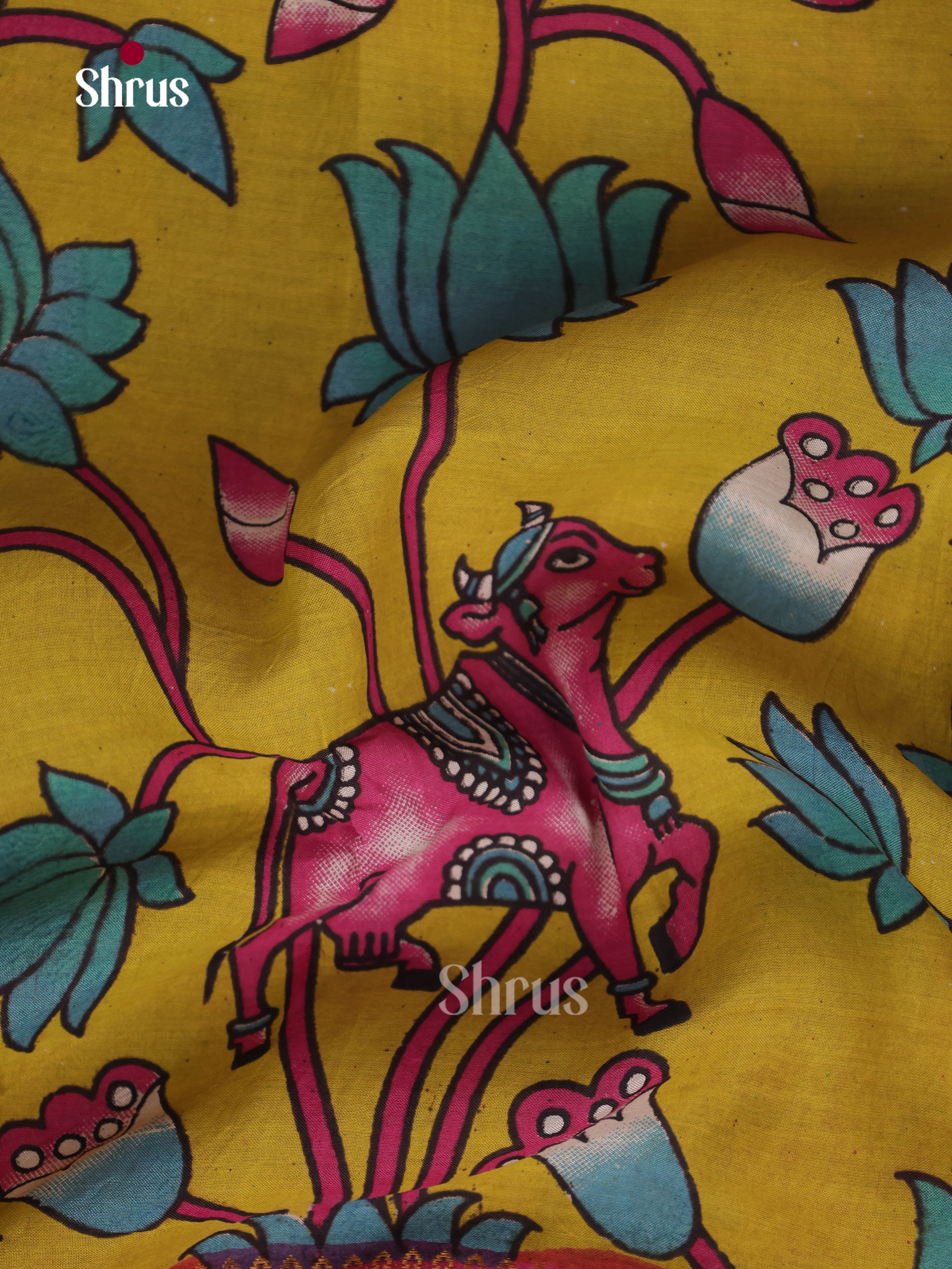 Yellow & Pink - Mangalagiri silkcotton Saree