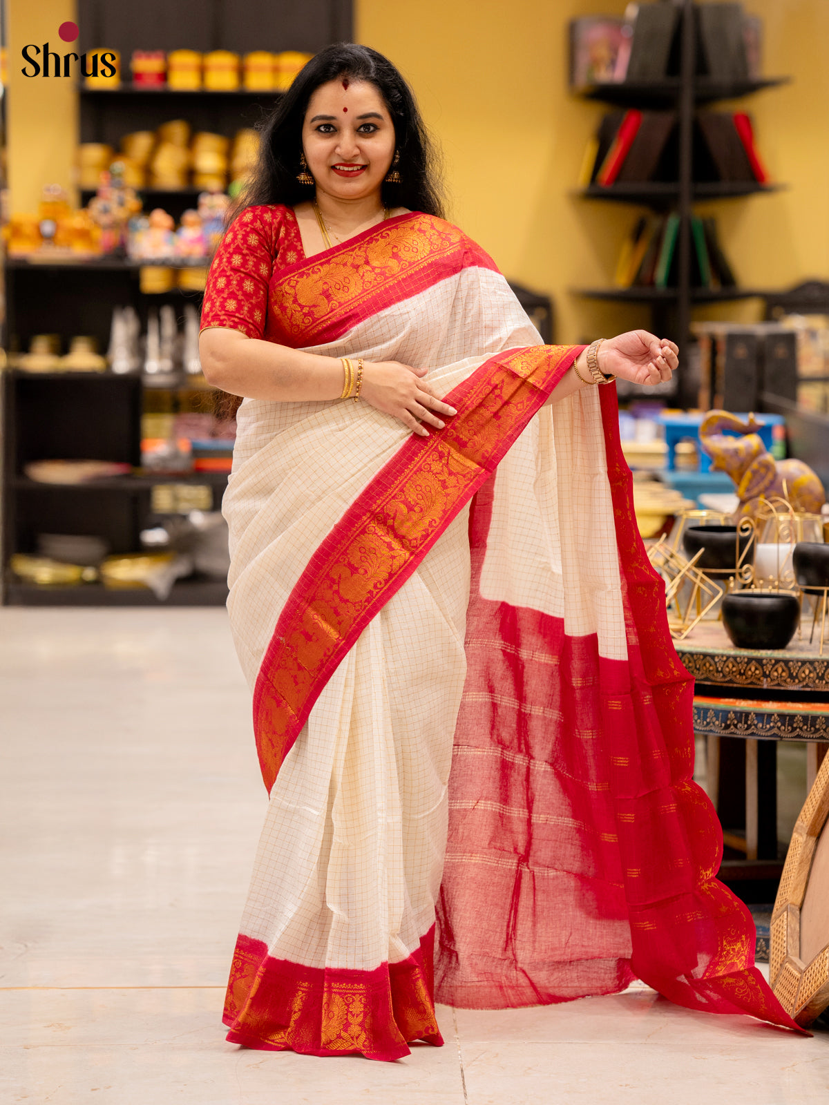 DJS18076 - Sungudi Cotton Saree - Shop on Shrus.com
