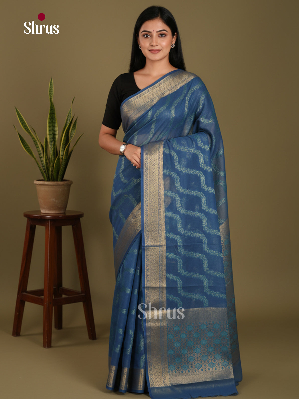 Blue - Semi Georgette Saree