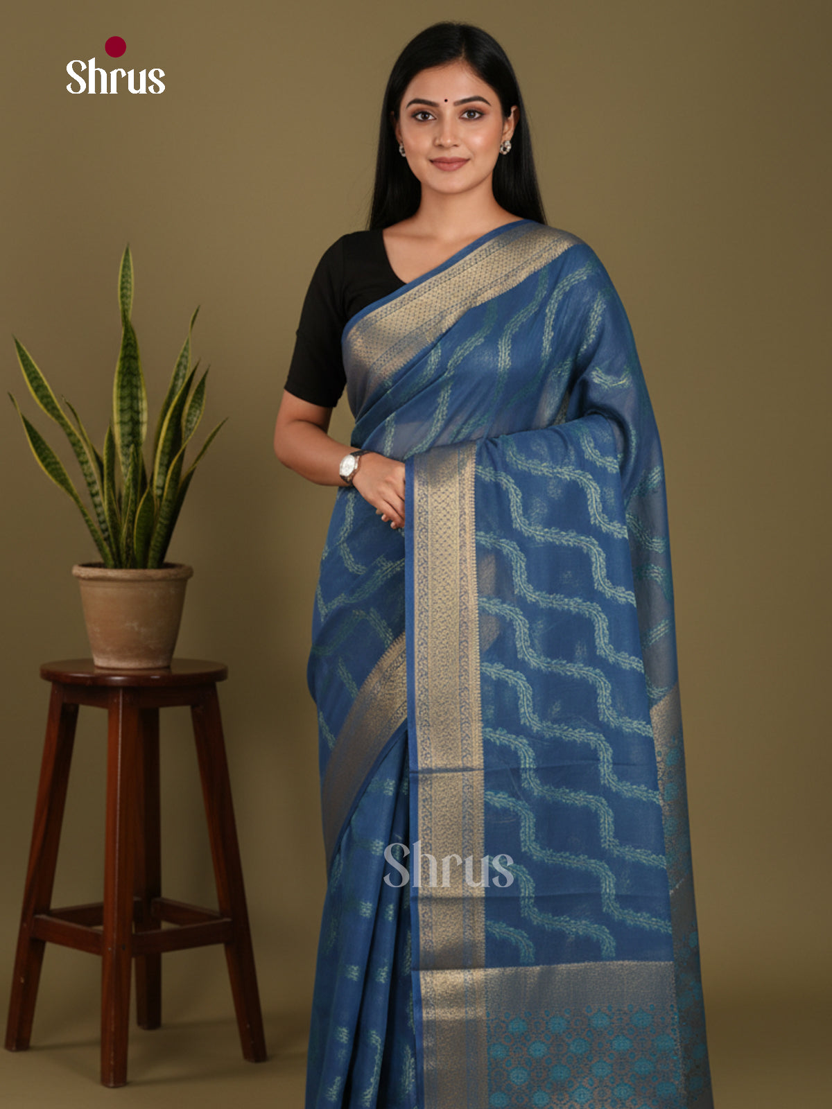 Blue - Semi Georgette Saree