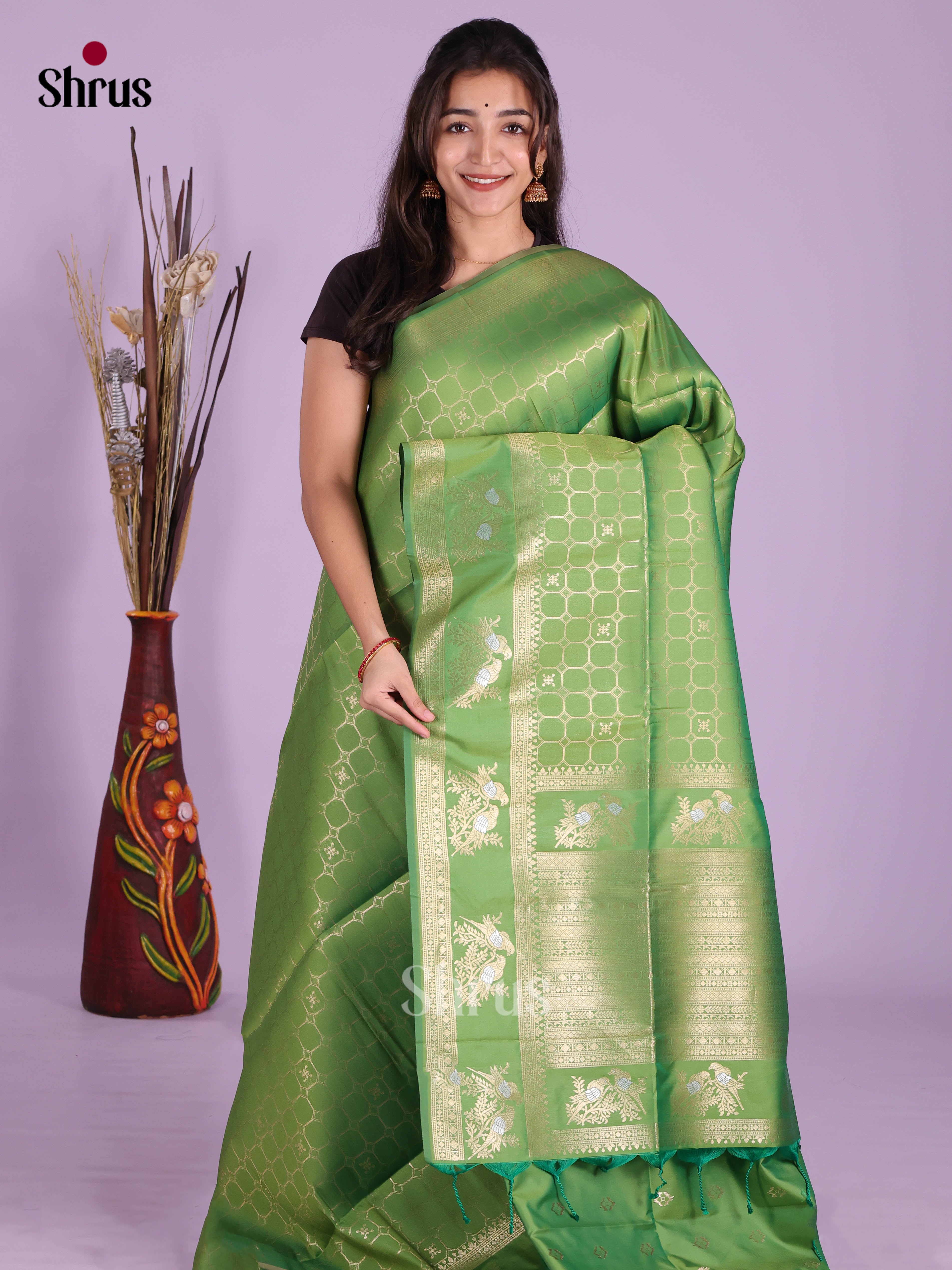 Light Green - Semi Softsilk Saree