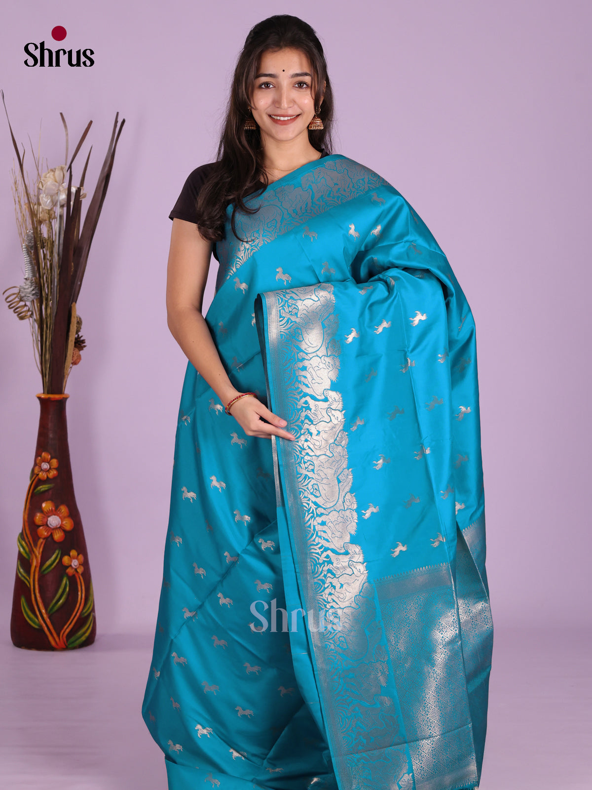 Blue - Semi Softsilk Saree