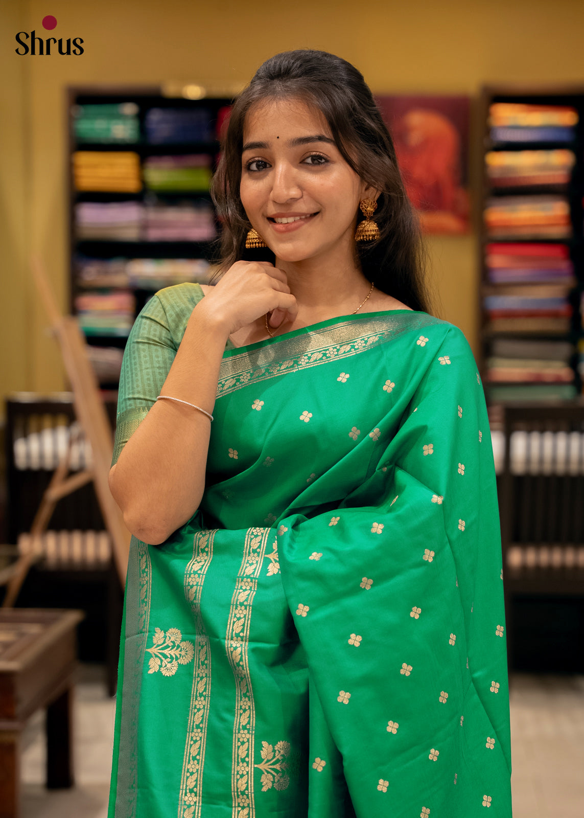 Green - Semi Softsilk Saree