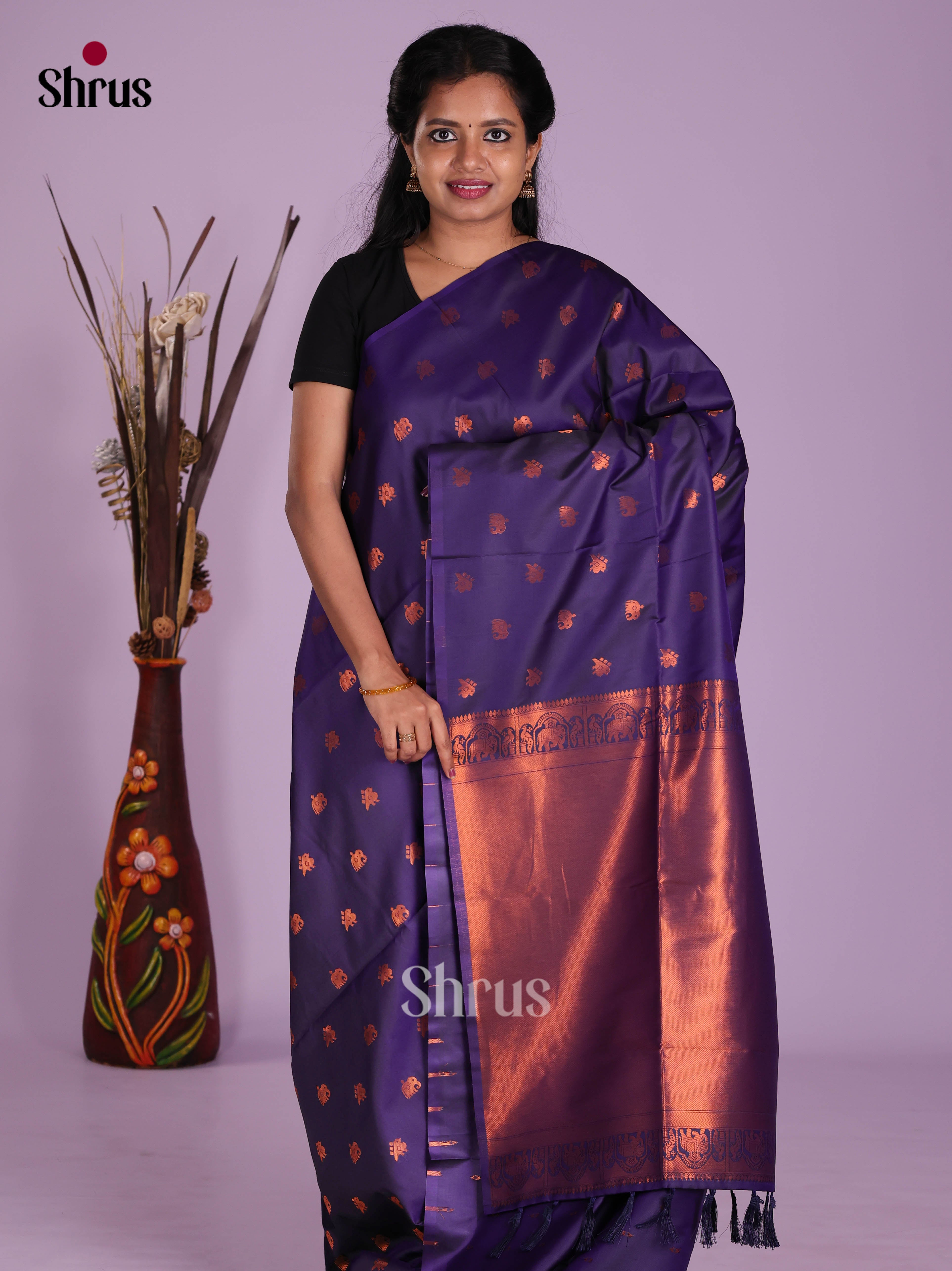 Blue- Semi Softsilk Saree