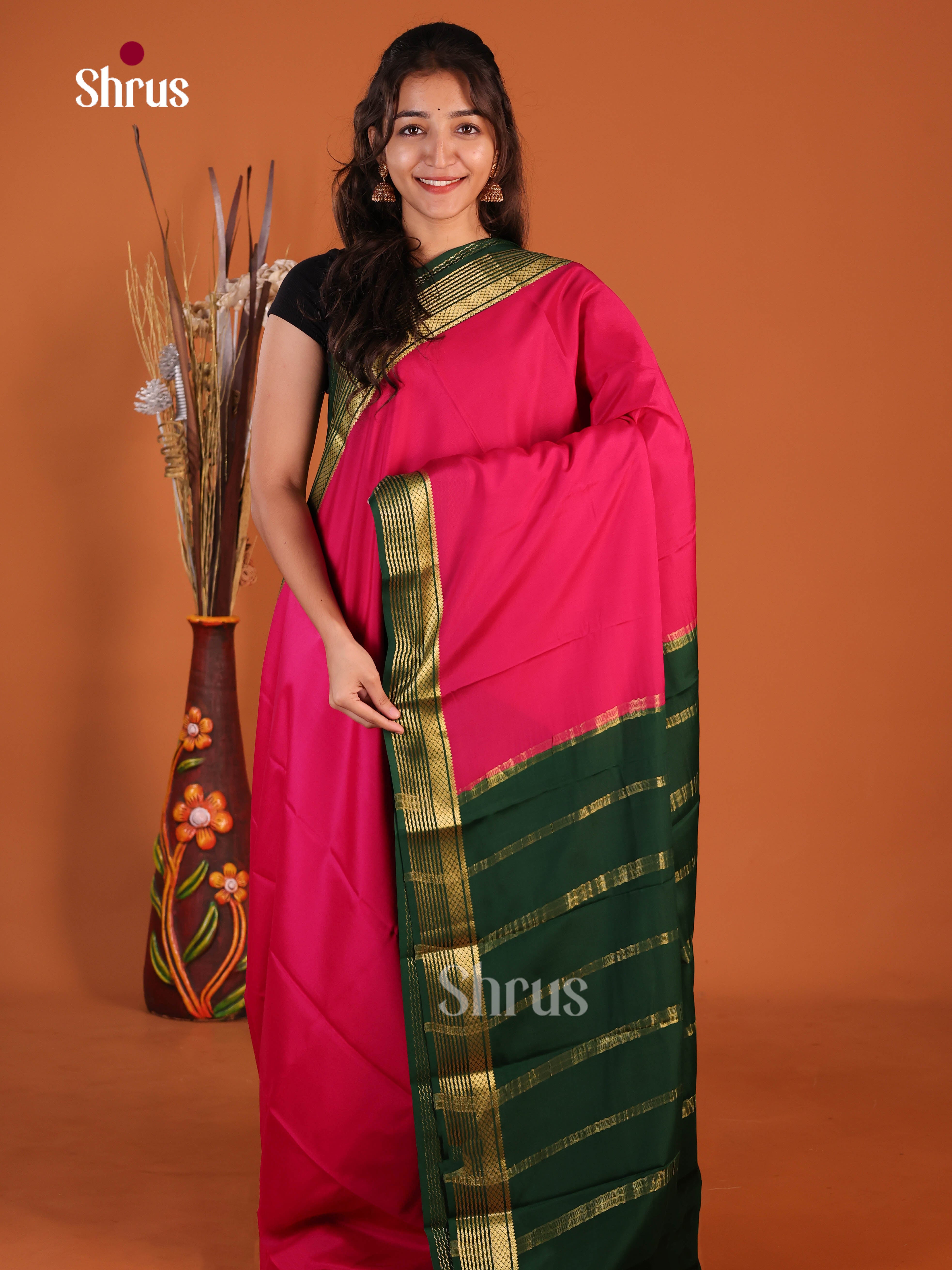 red green Mysore Silk Saree