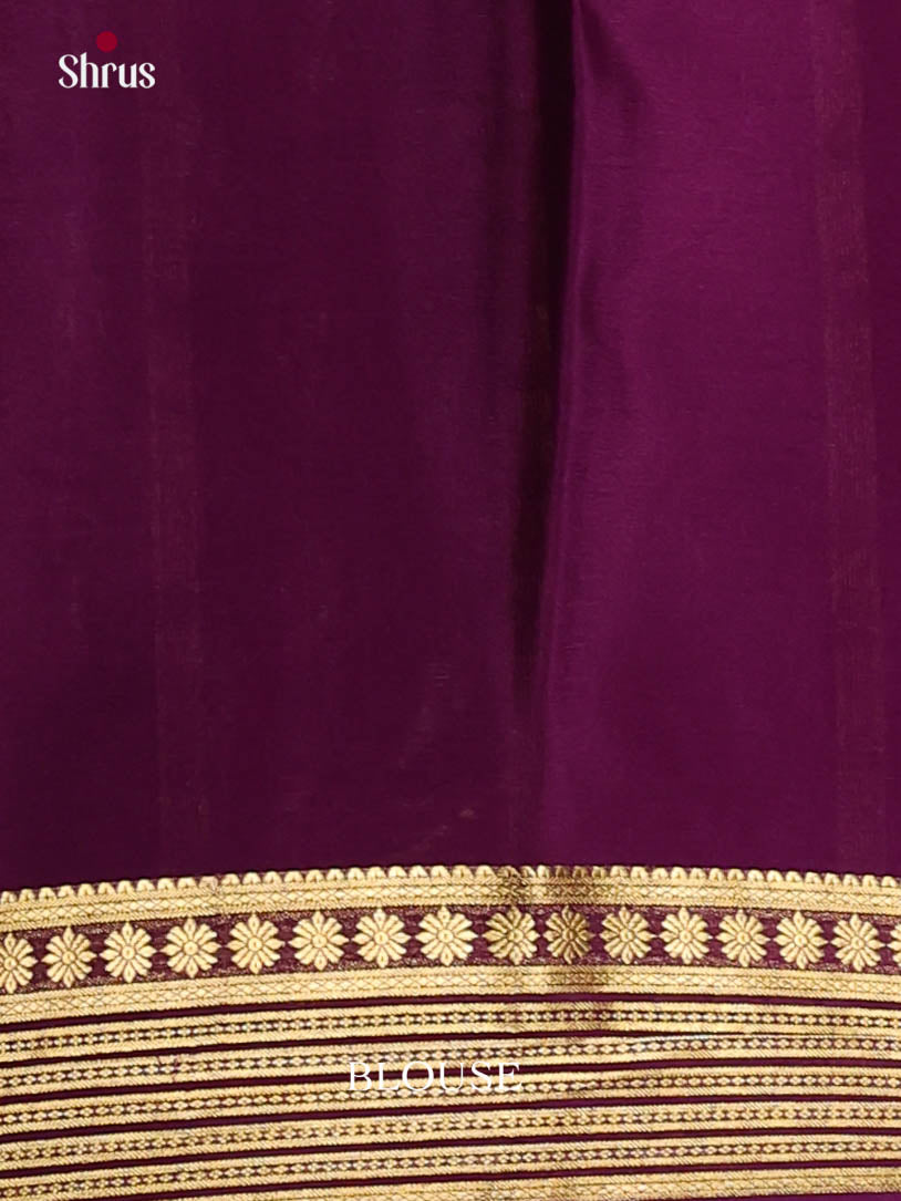 Beautiful Pink & Violet Mysore Silk Saree with contrast zari border