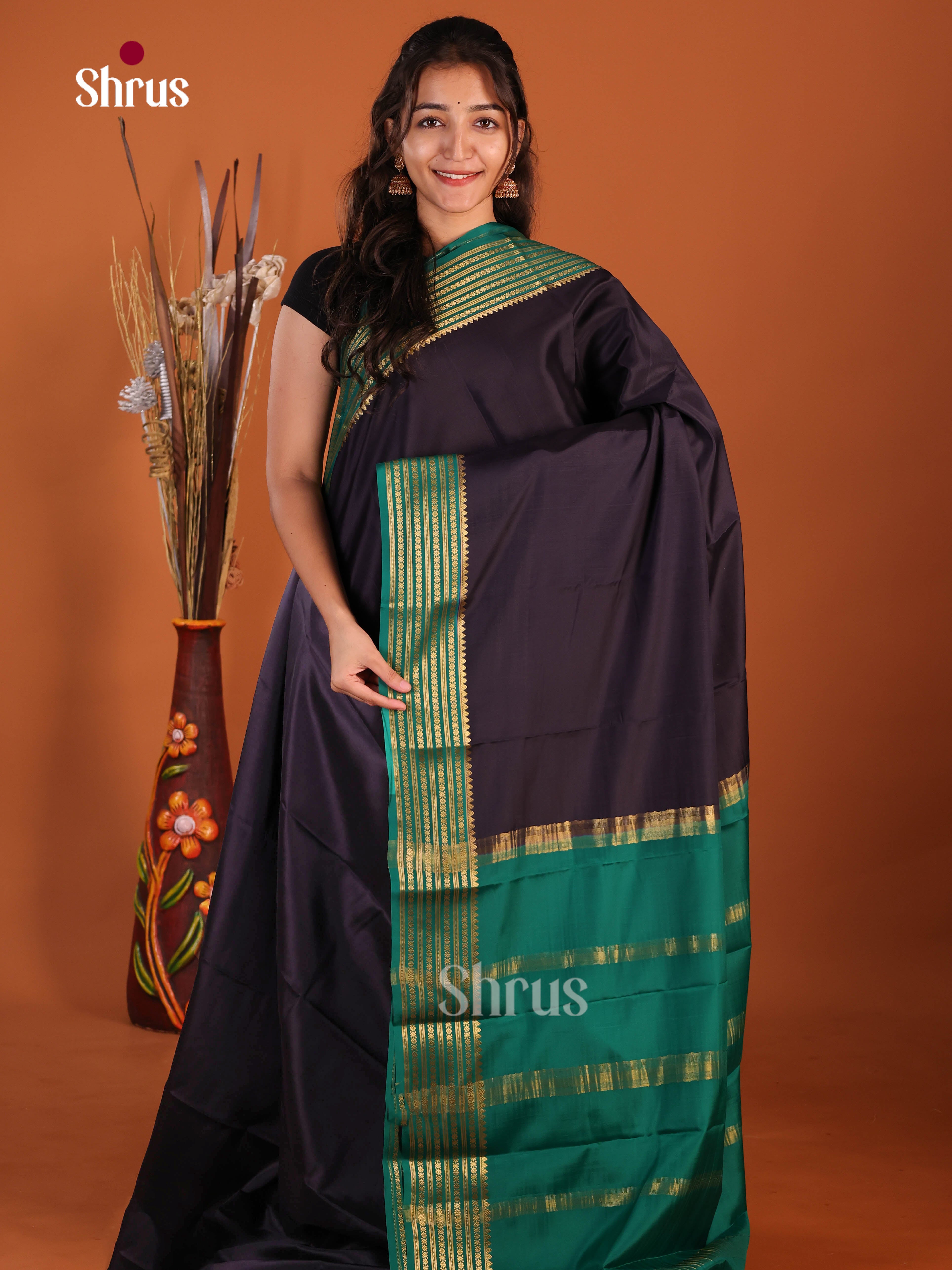 black green Mysore Silk Saree